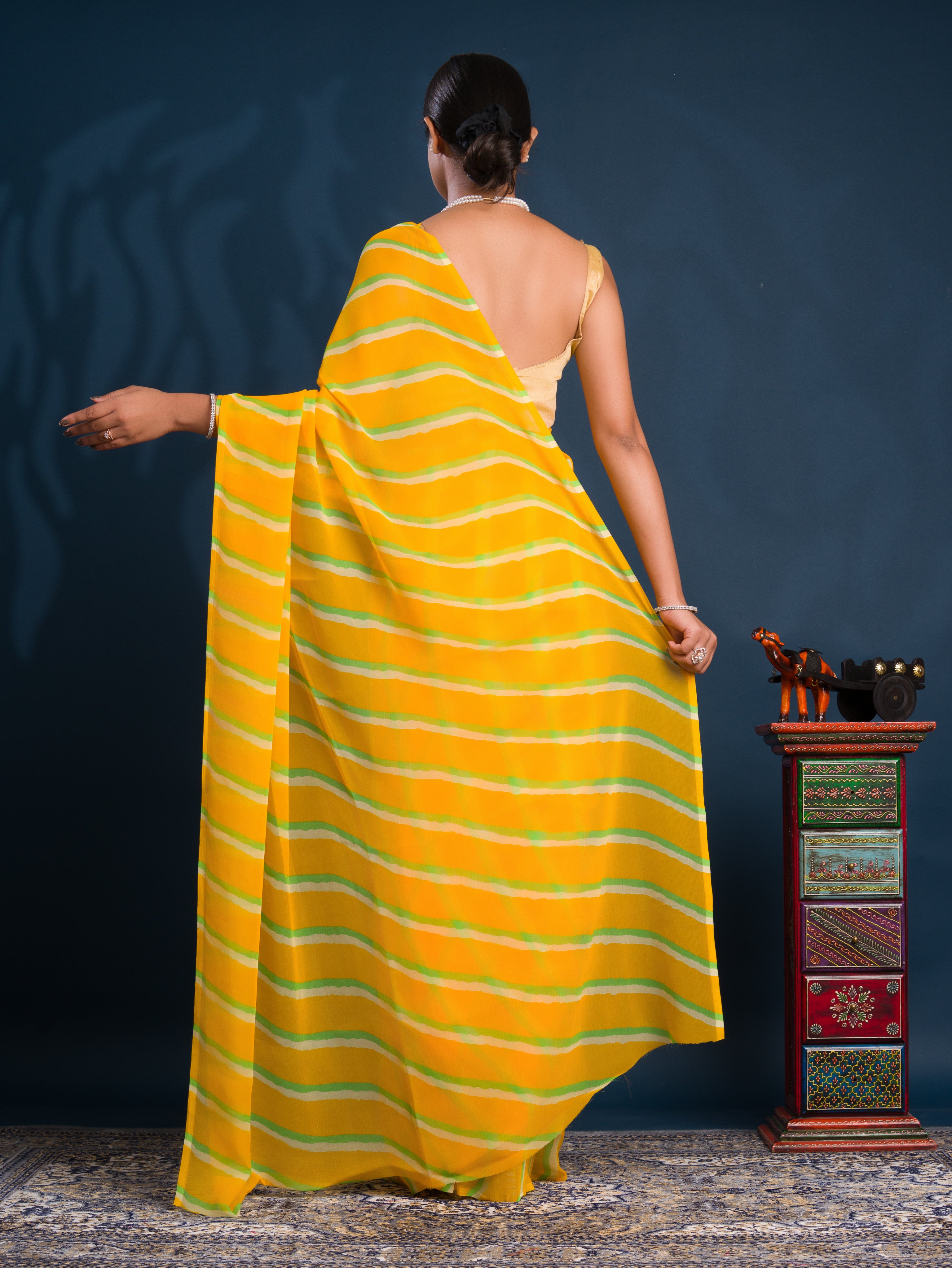 Leheriya StyleSaree With Casual Wear