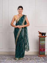 KcPc New Beautiful Organza Leheriya Style With Gotapatti Work Saree MHS
