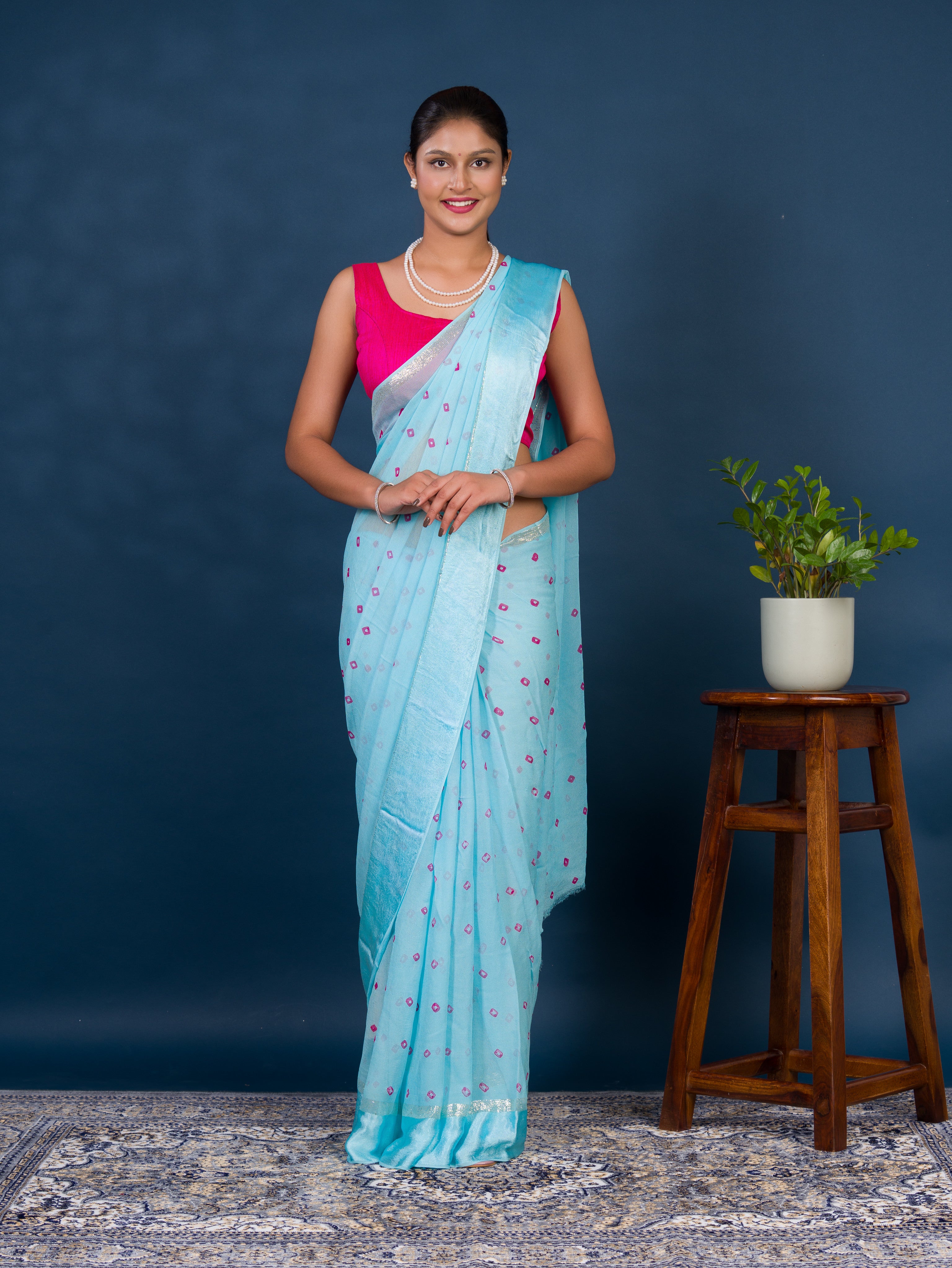 By Bandhani Saree With Casual Wear