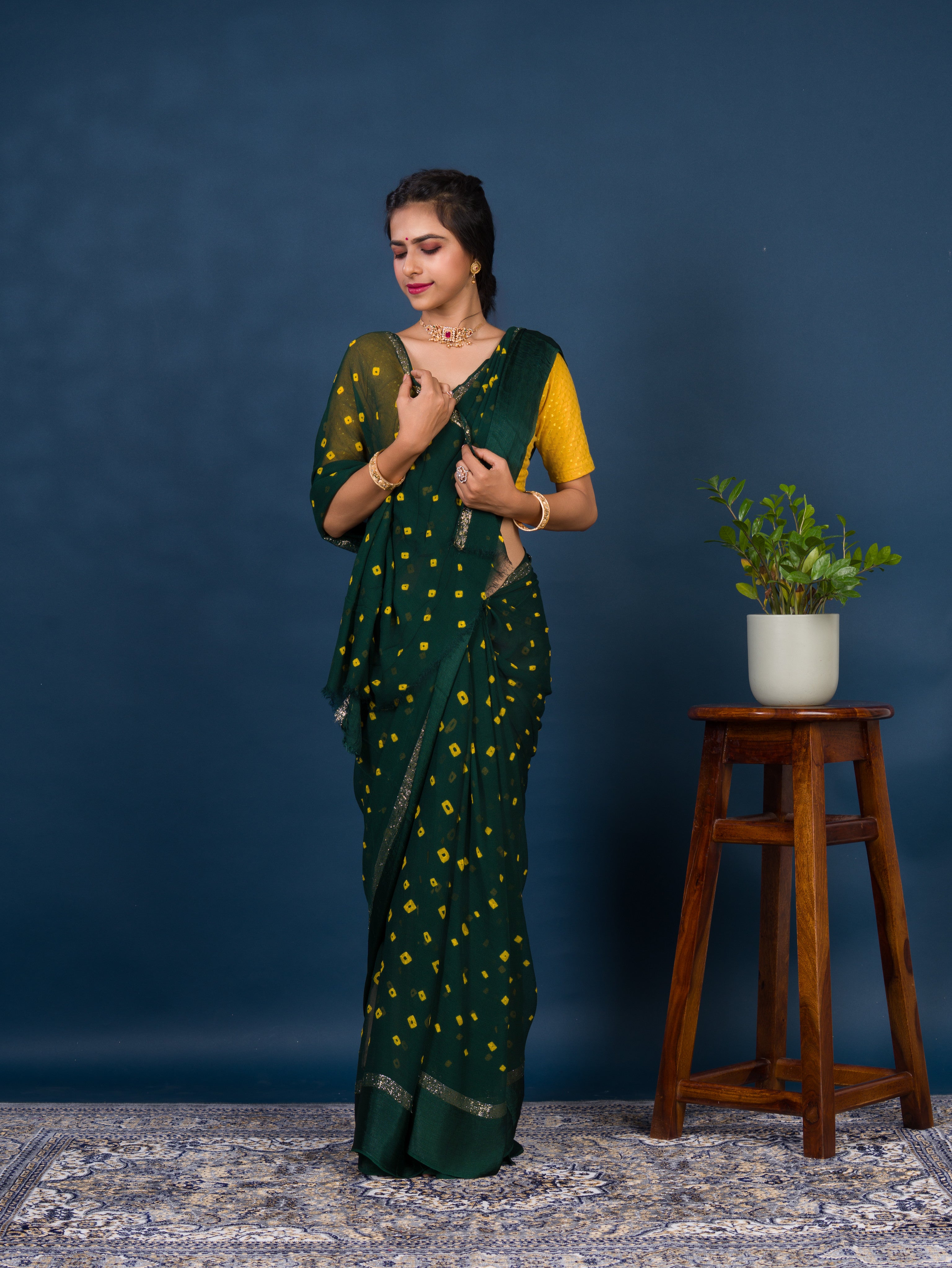 By Bandhani Saree With Casual Wear