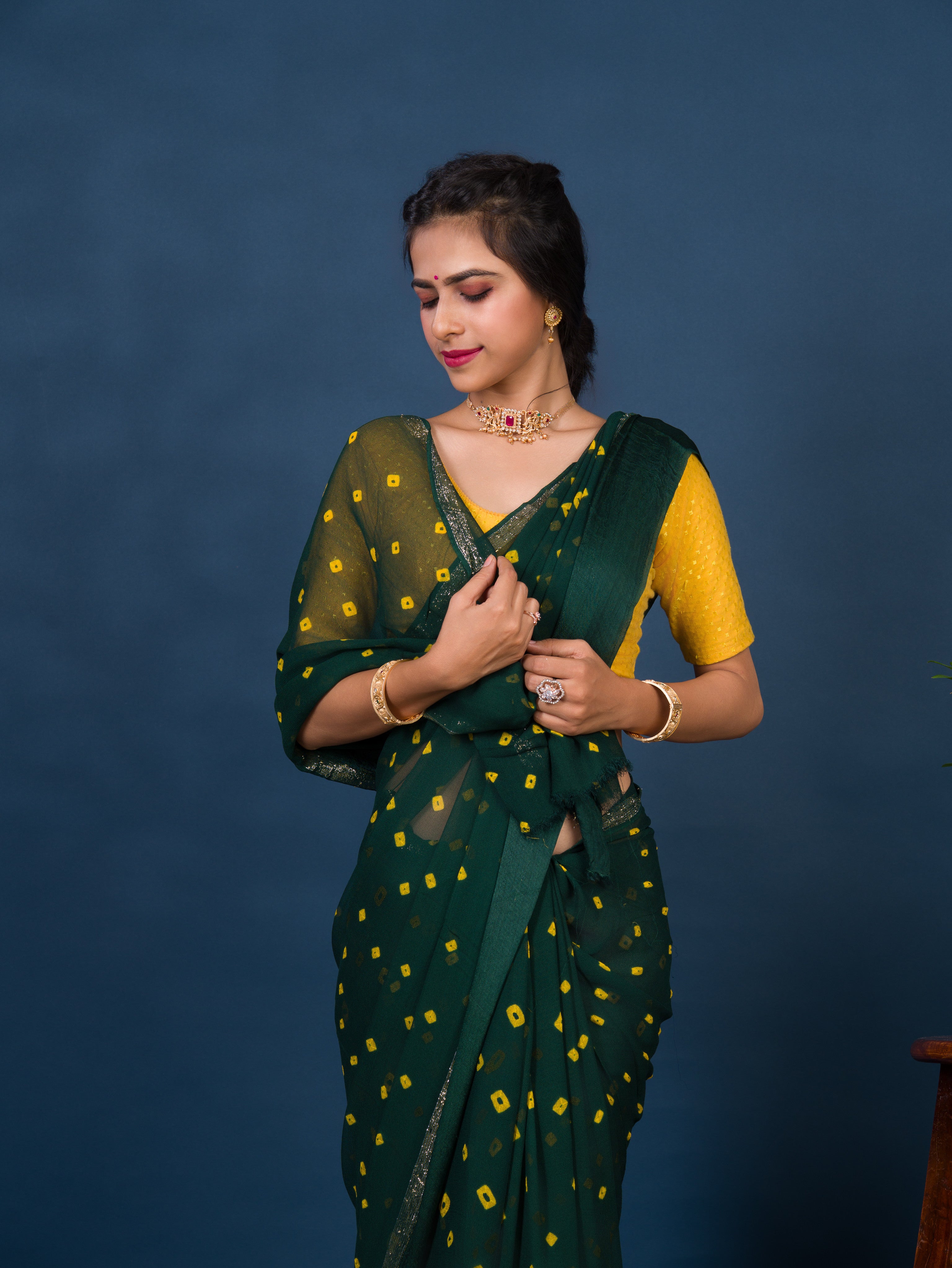 By Bandhani Saree With Casual Wear