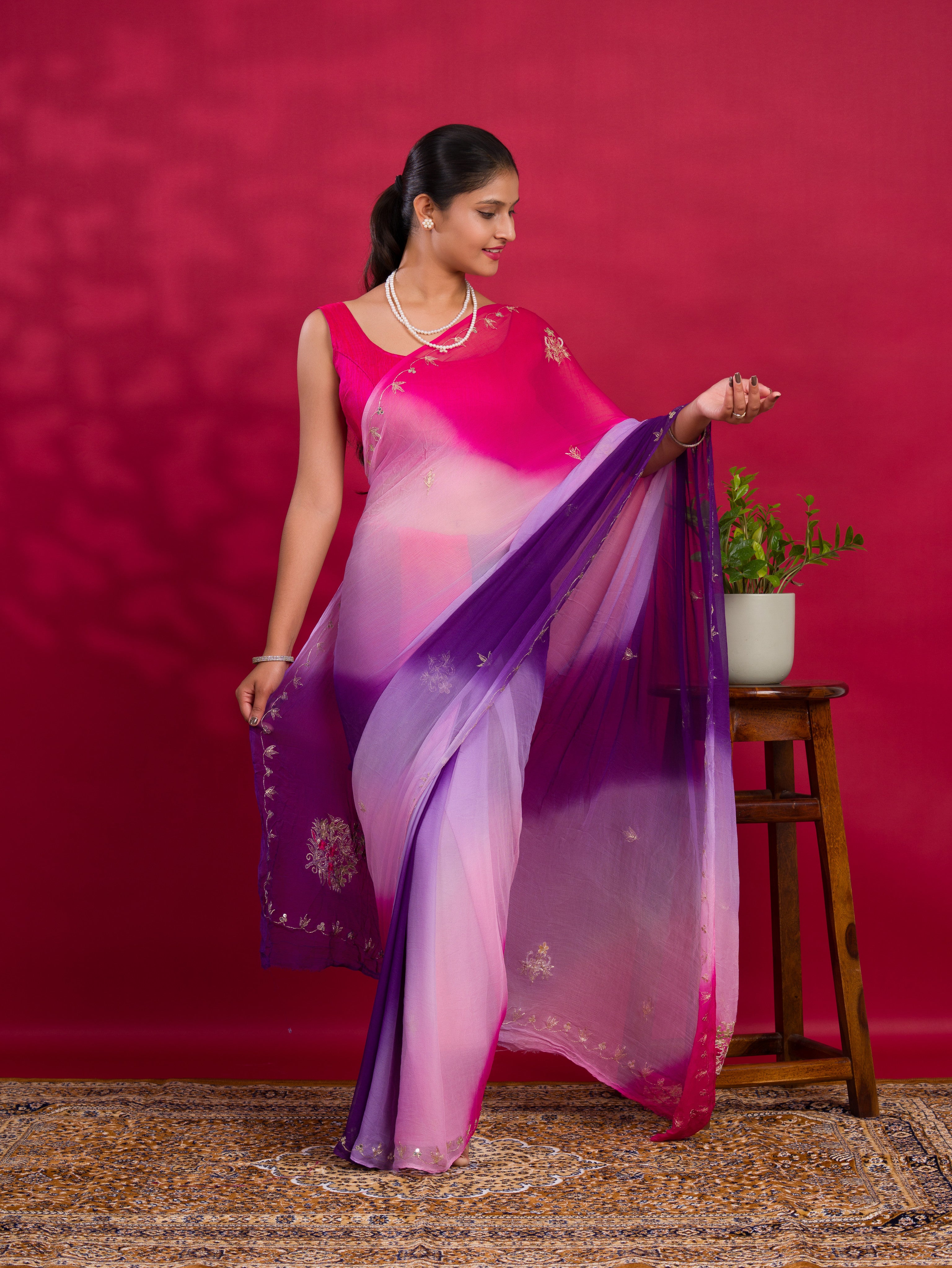 Jodhpuri style saree in multi colour