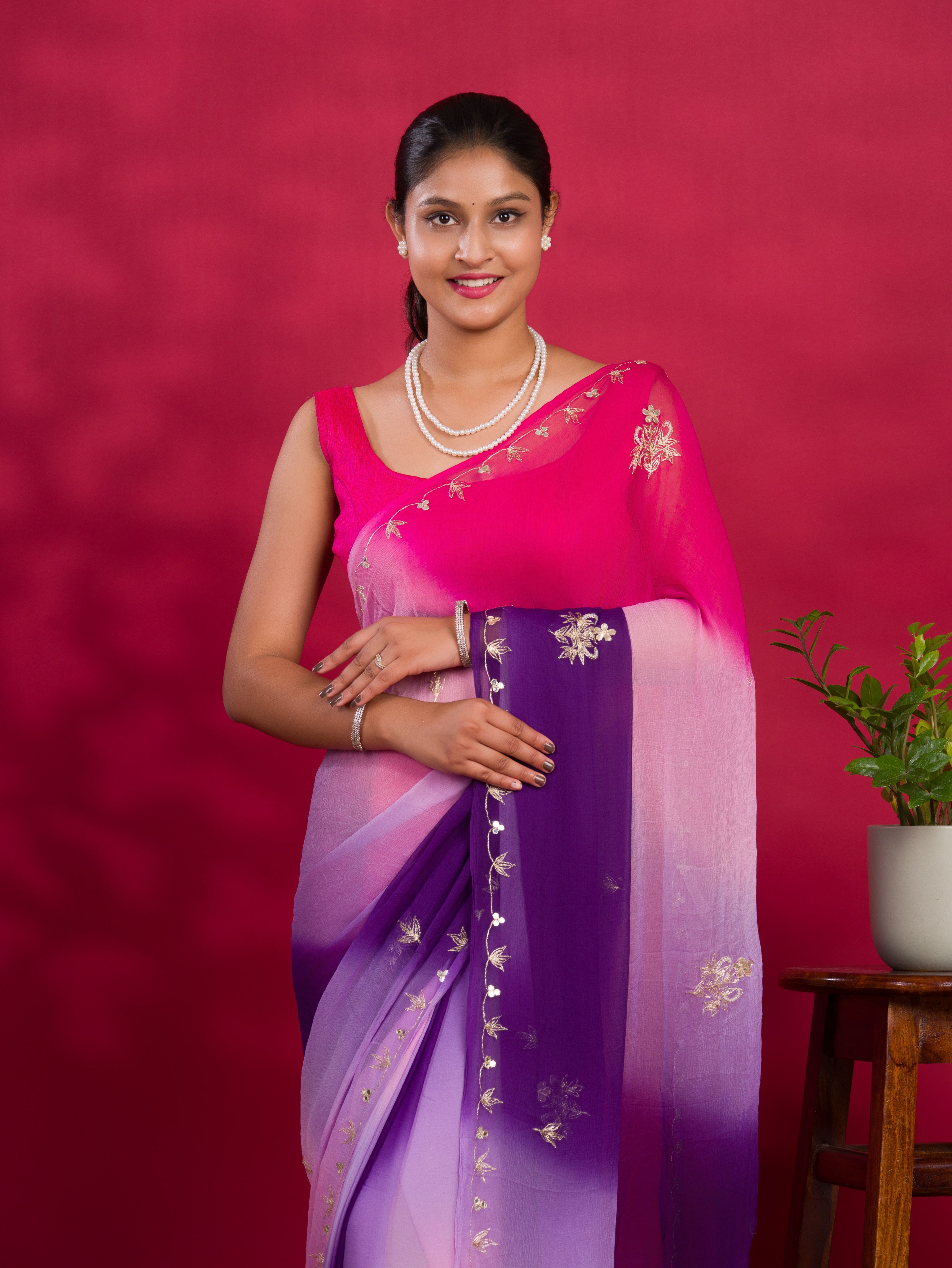Jodhpuri style saree in multi colour