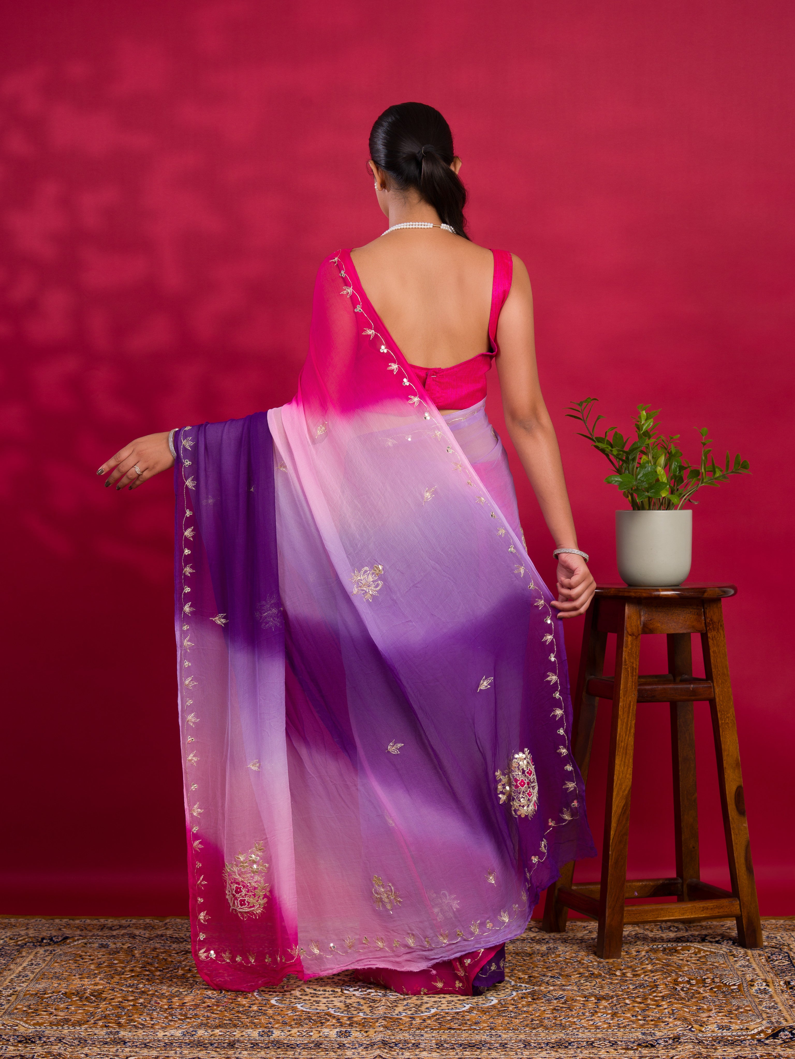 Jodhpuri style saree in multi colour