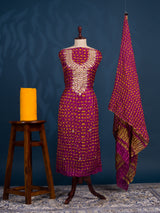 KcPc Latest Art Silk Bandhani Gharchola With Gota patti Stone Work Suit KML