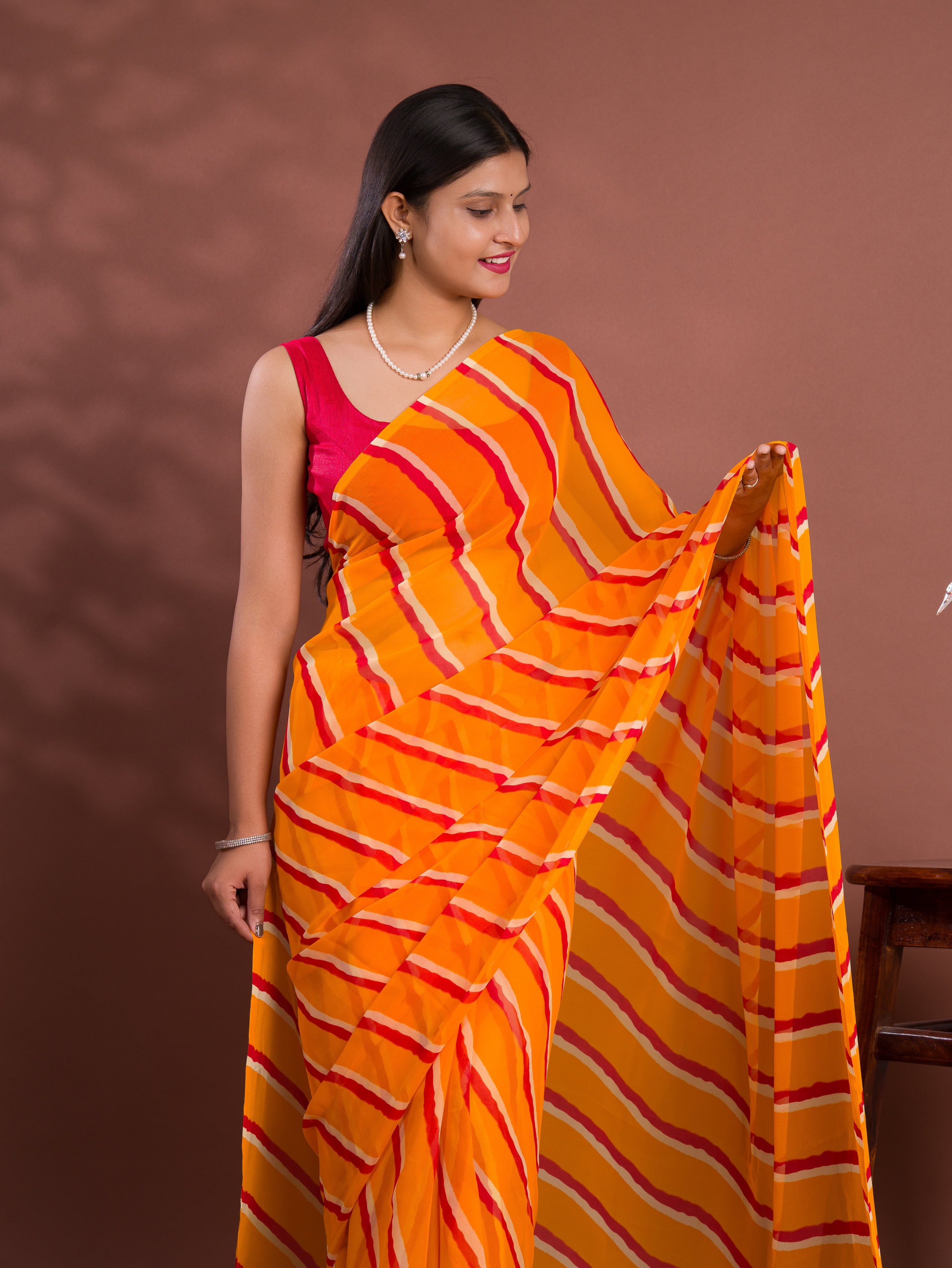 Leheriya StyleSaree With Casual Wear