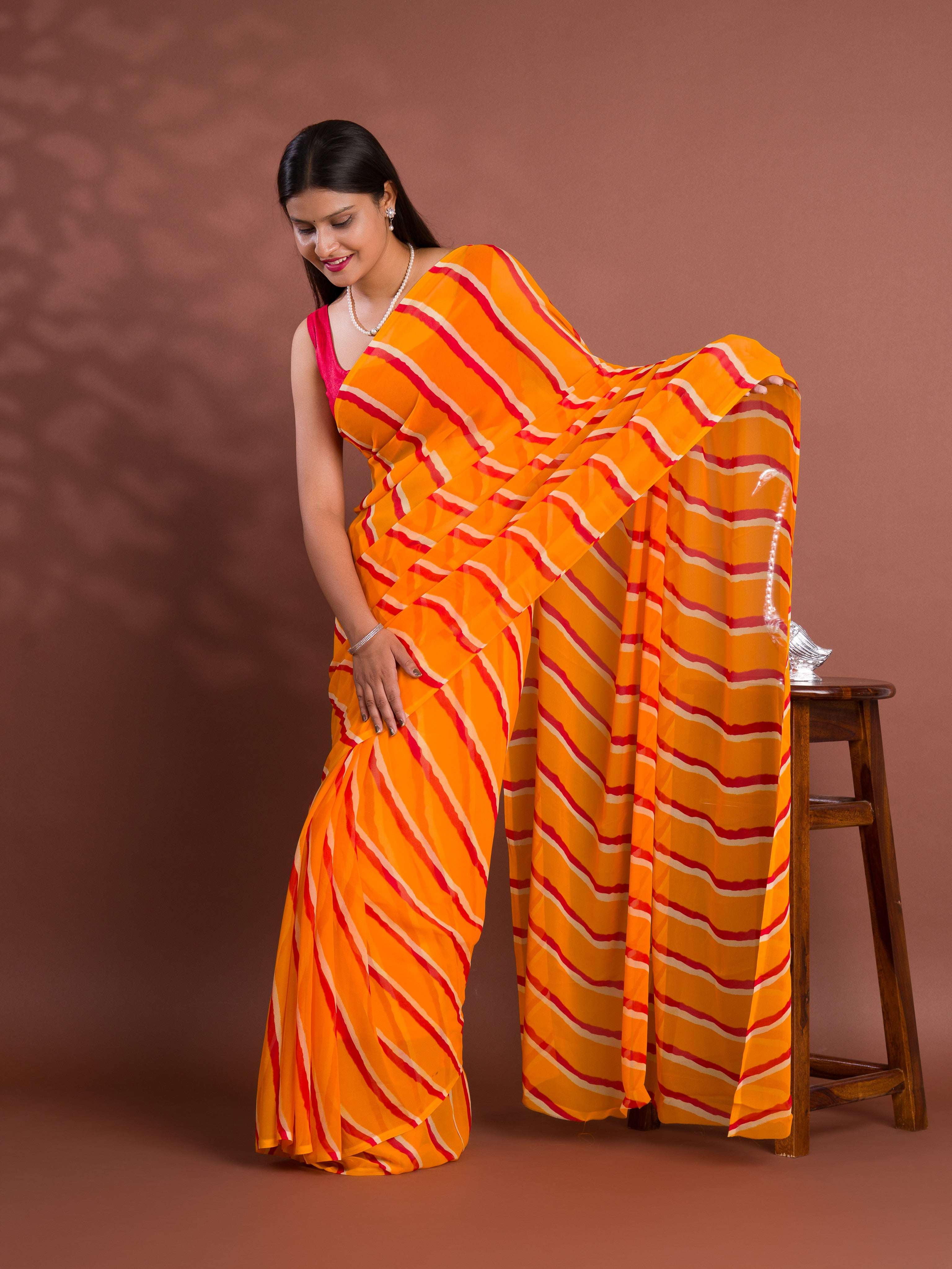 Leheriya StyleSaree With Casual Wear