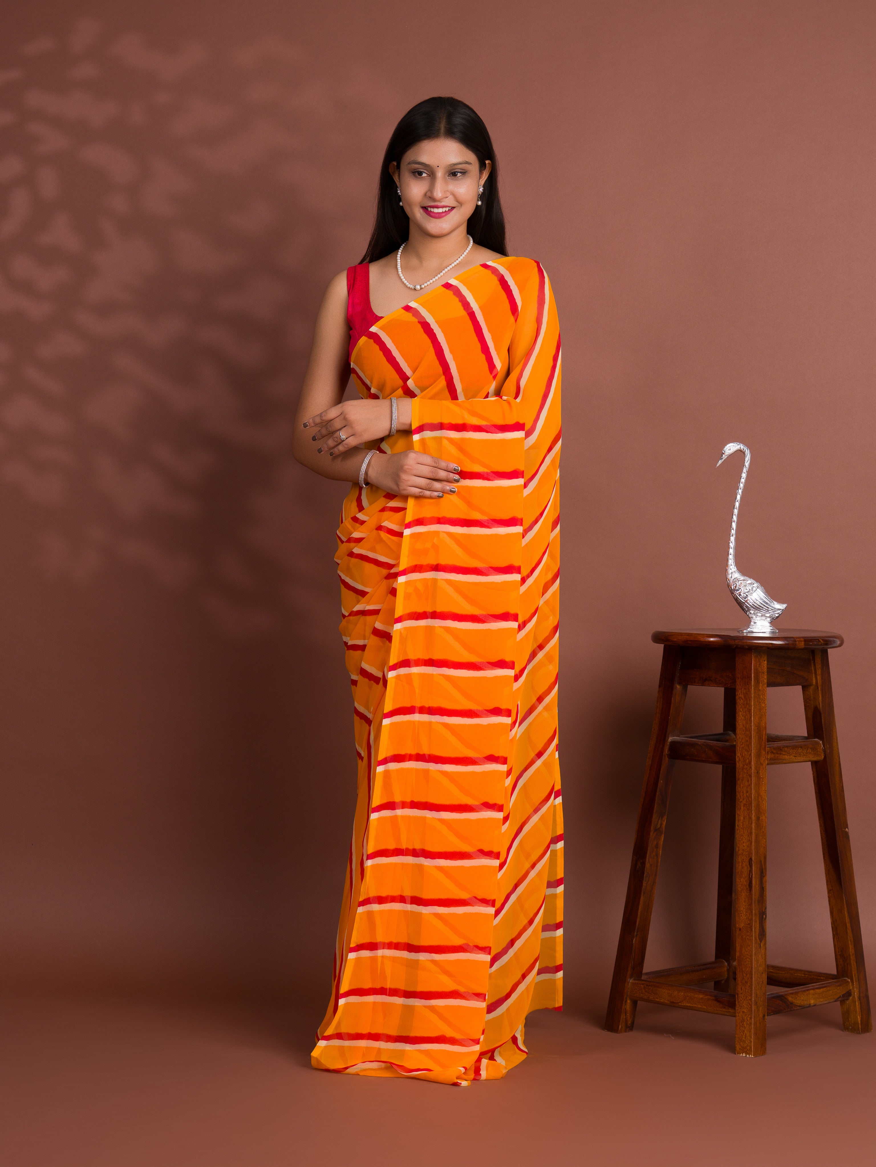 Leheriya StyleSaree With Casual Wear