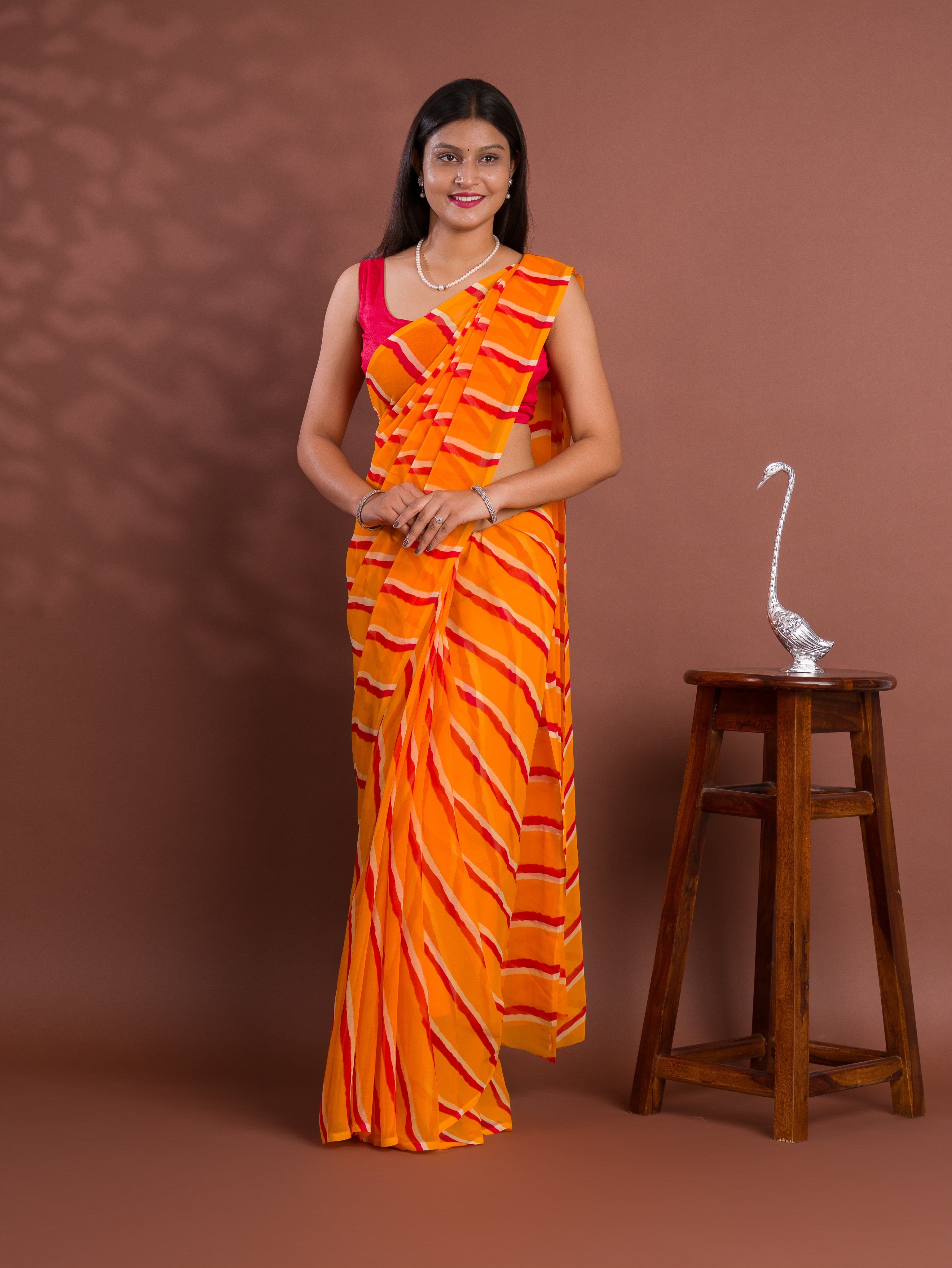 Leheriya StyleSaree With Casual Wear
