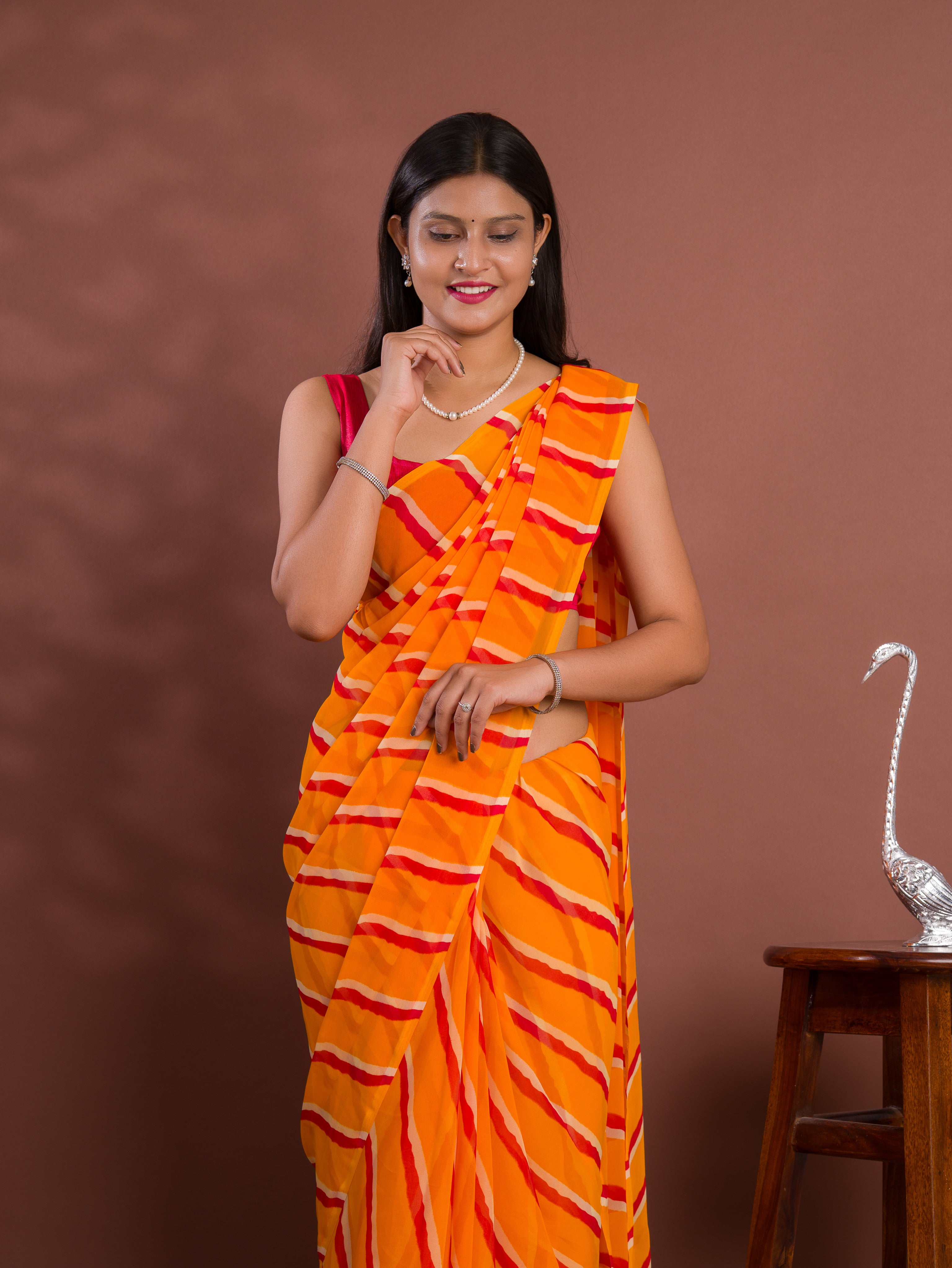 Leheriya StyleSaree With Casual Wear