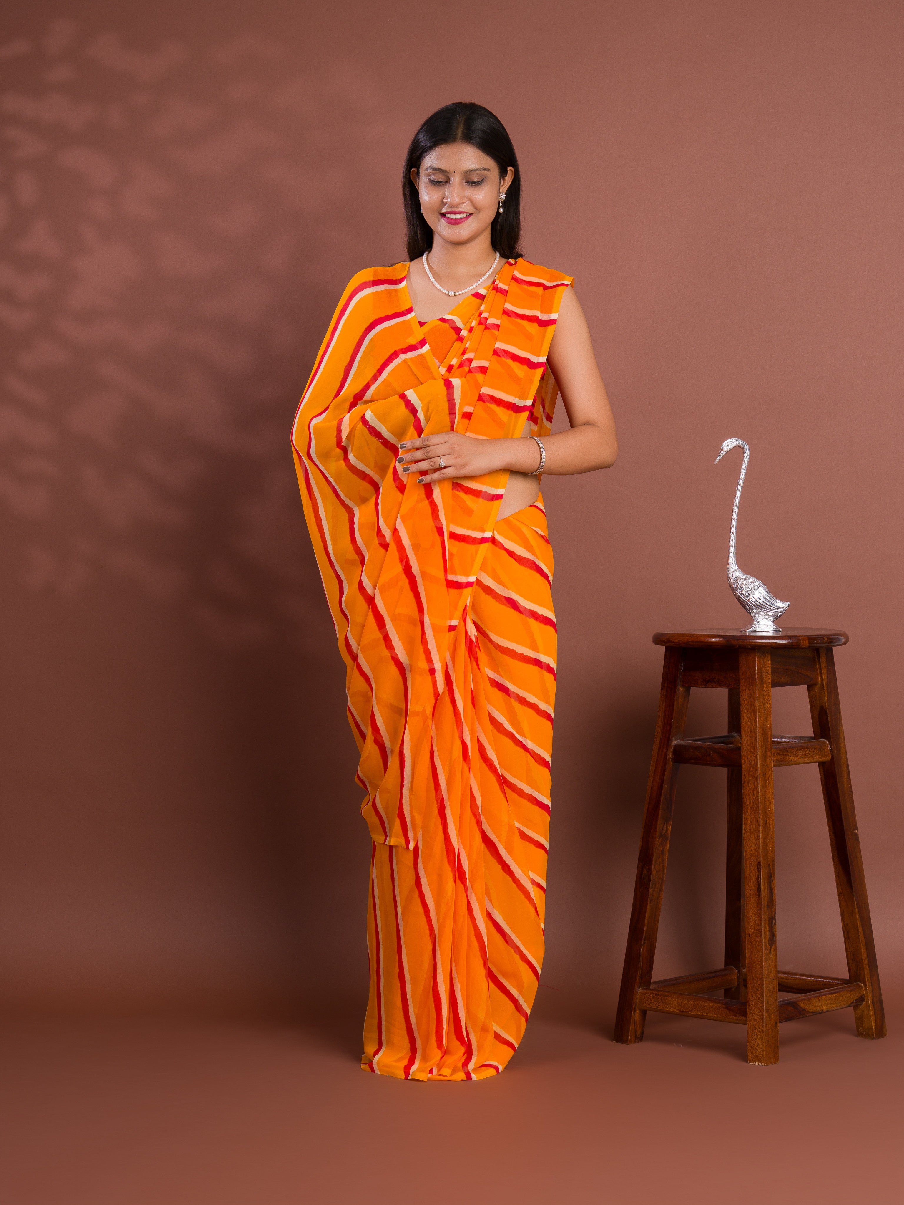 Leheriya StyleSaree With Casual Wear