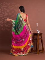 chiffon Silk Bandhani Style With Gotapatti Work Saree