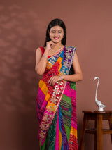 chiffon Silk Bandhani Style With Gotapatti Work Saree