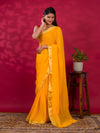 Pure ojariya Chinon in yellow colour saree