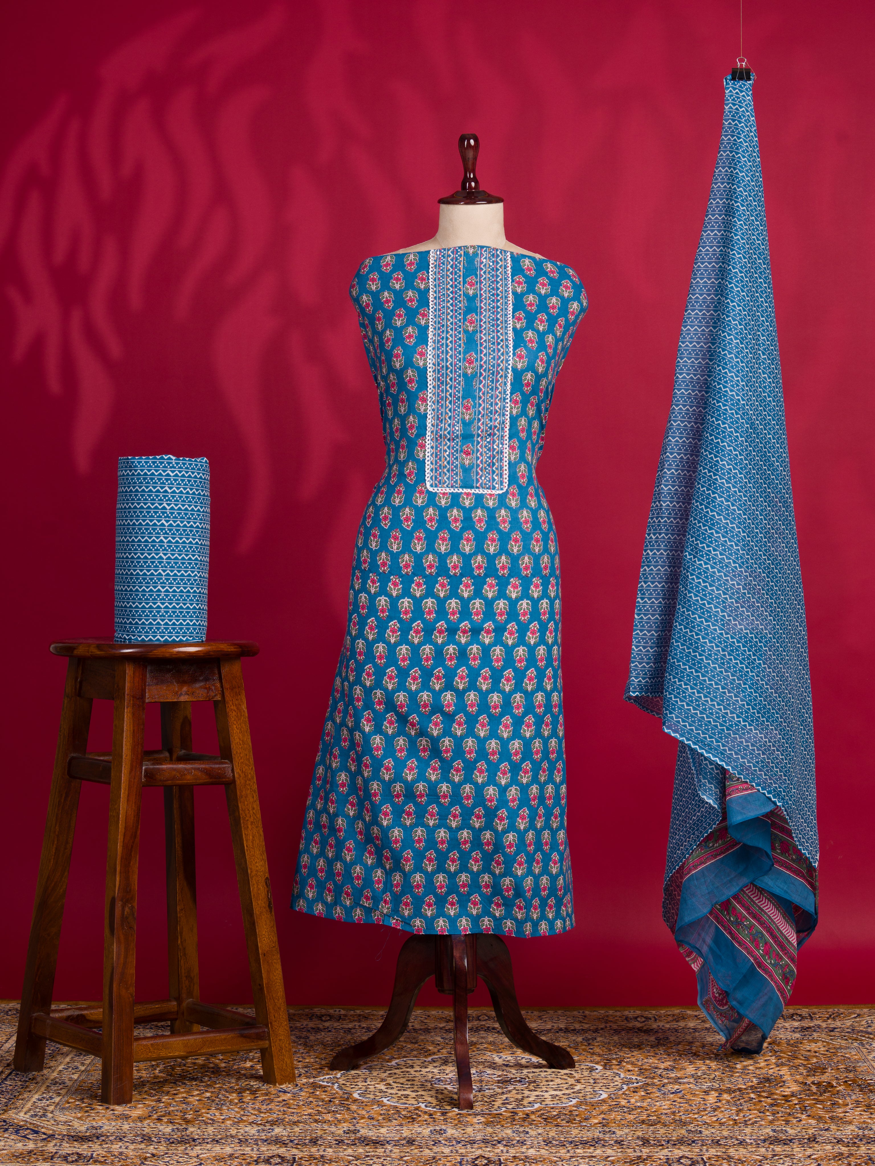 KcPc New Cotton Flower Print style With Causal Wear Suit SJB