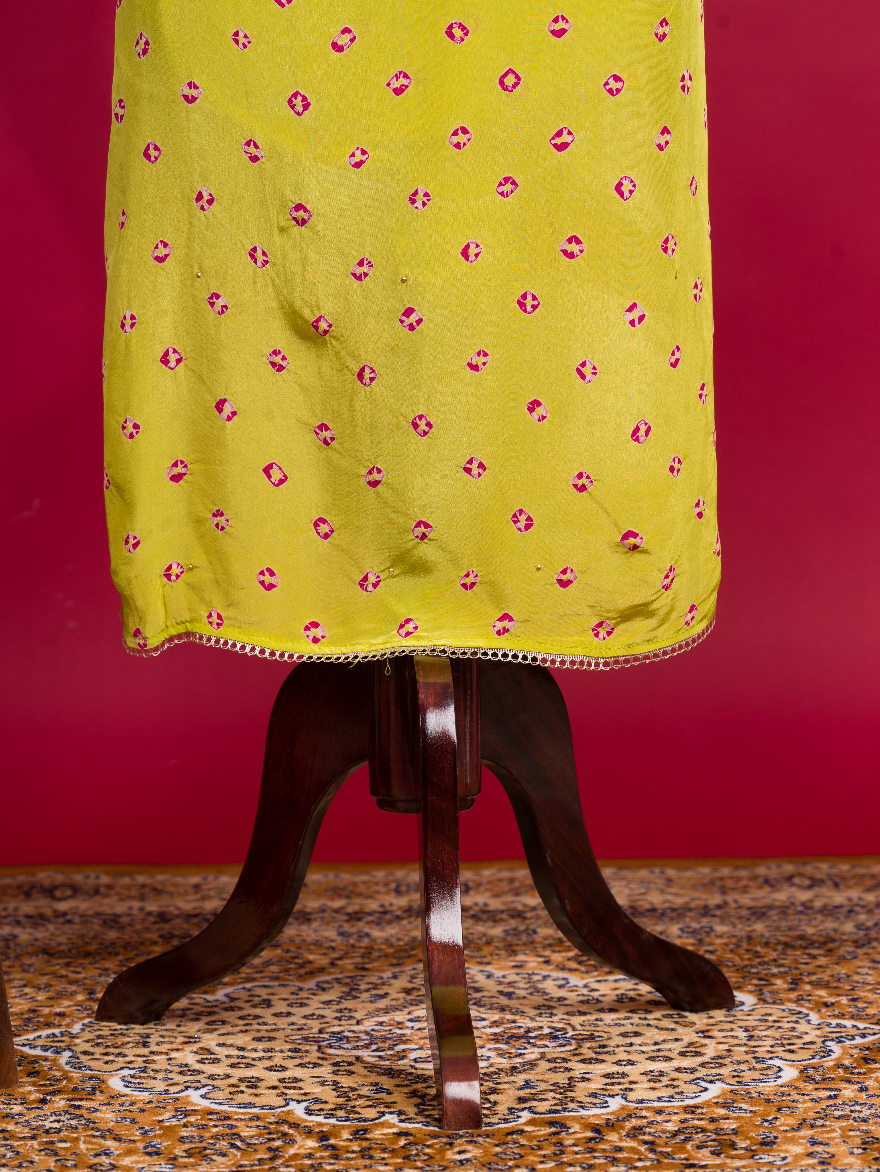 KcPc New Launch Pure Crepe Silk Bandhani Style Suit with Mirror Work RSAF