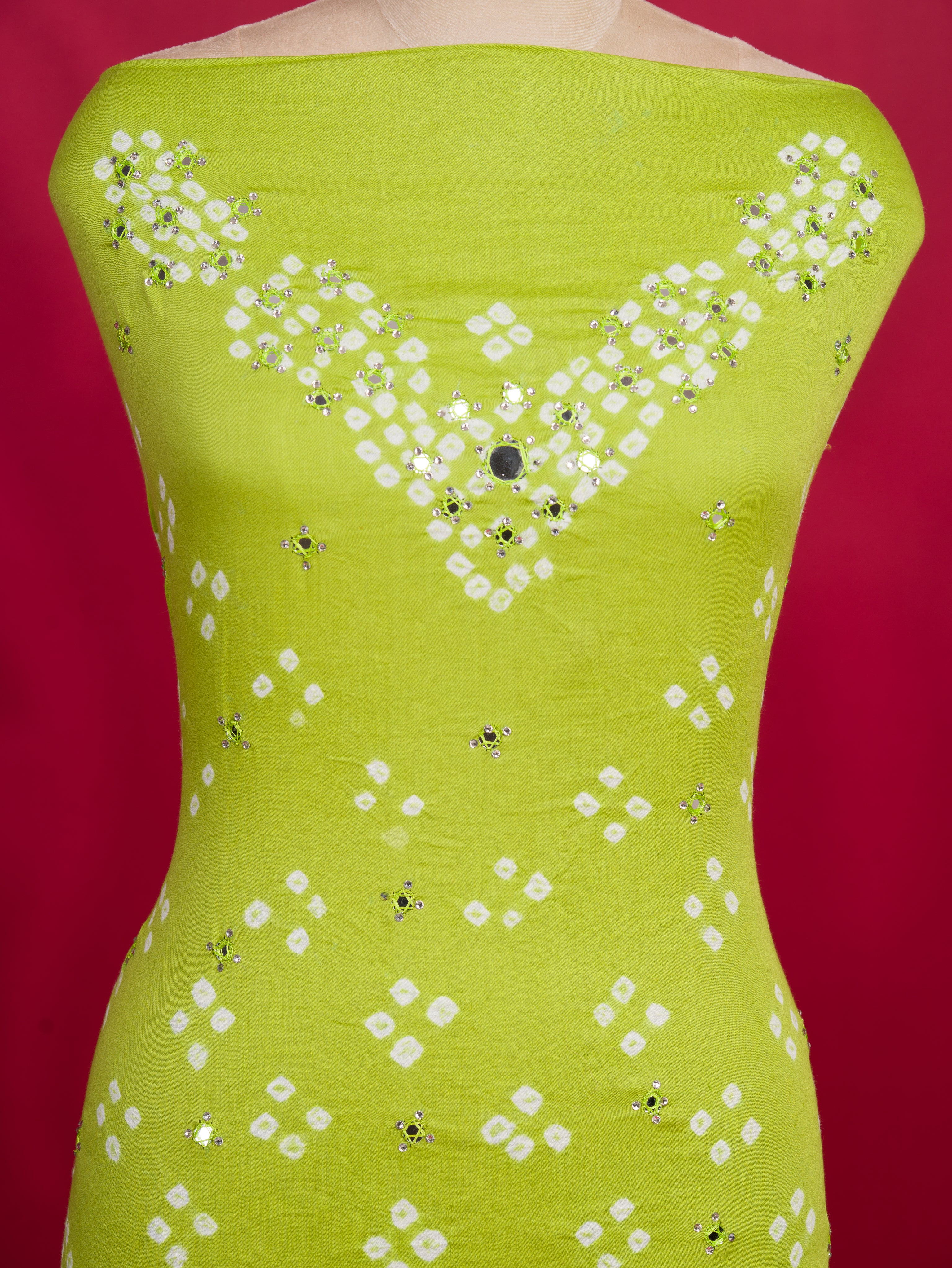 KcPc New Elegant Cotton Bandhani Suit with Classic Mirror Work RSAF