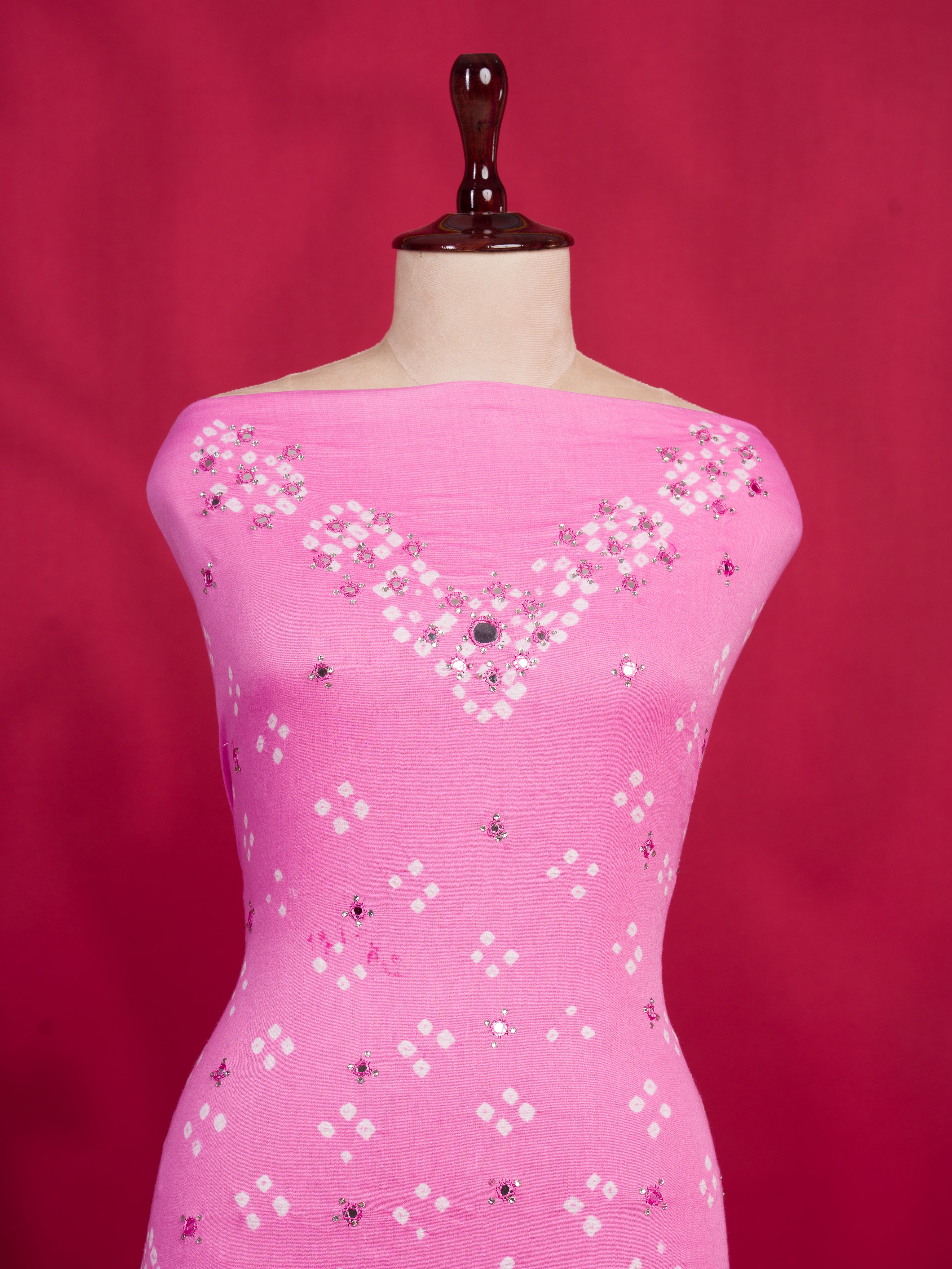 KcPc New Cotton Bandhani Style Suit with Mirror Work RSAF