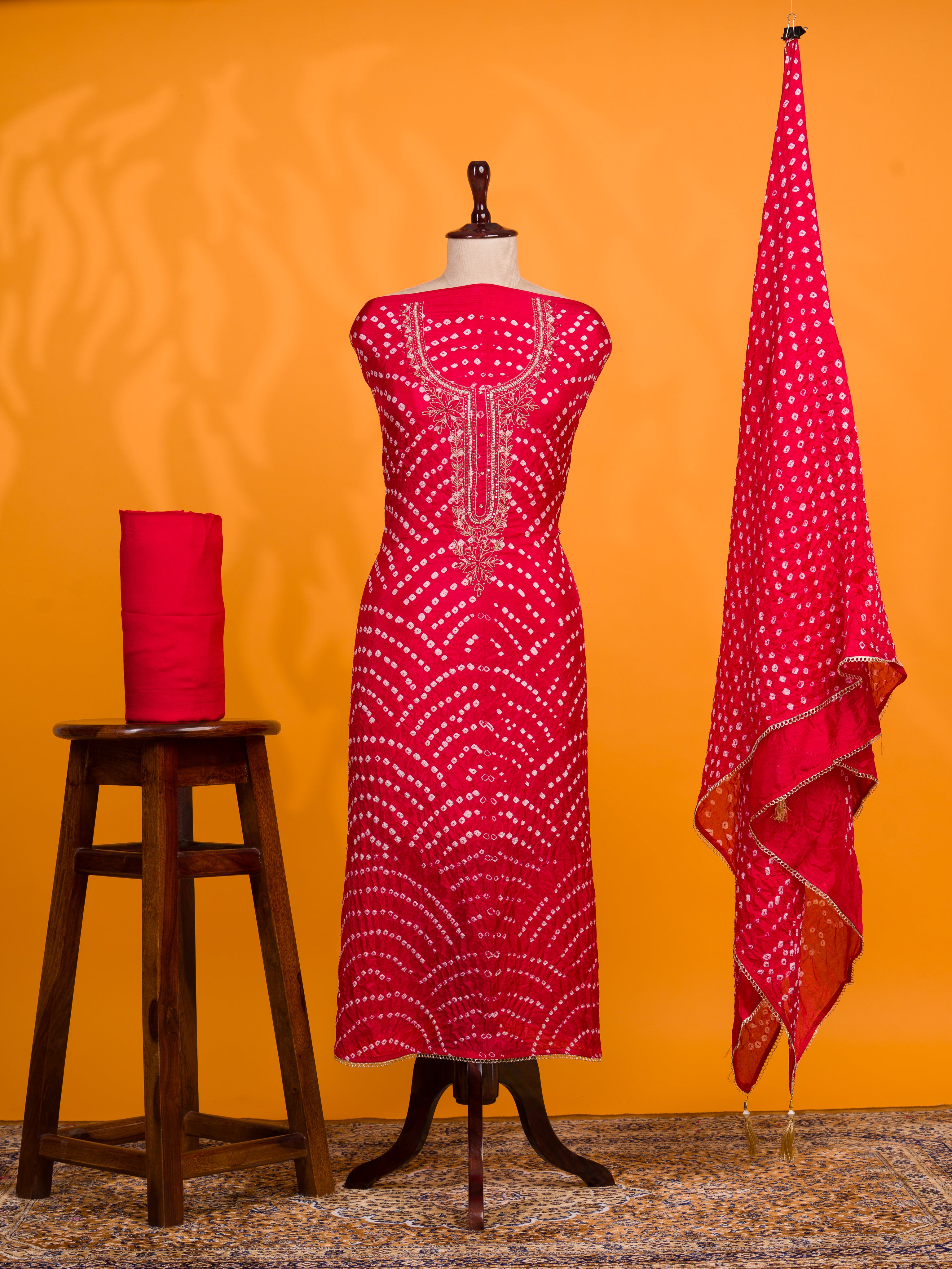 KcPc New Art Silk Bandhani Style with Cutdana Work Suit RSAF