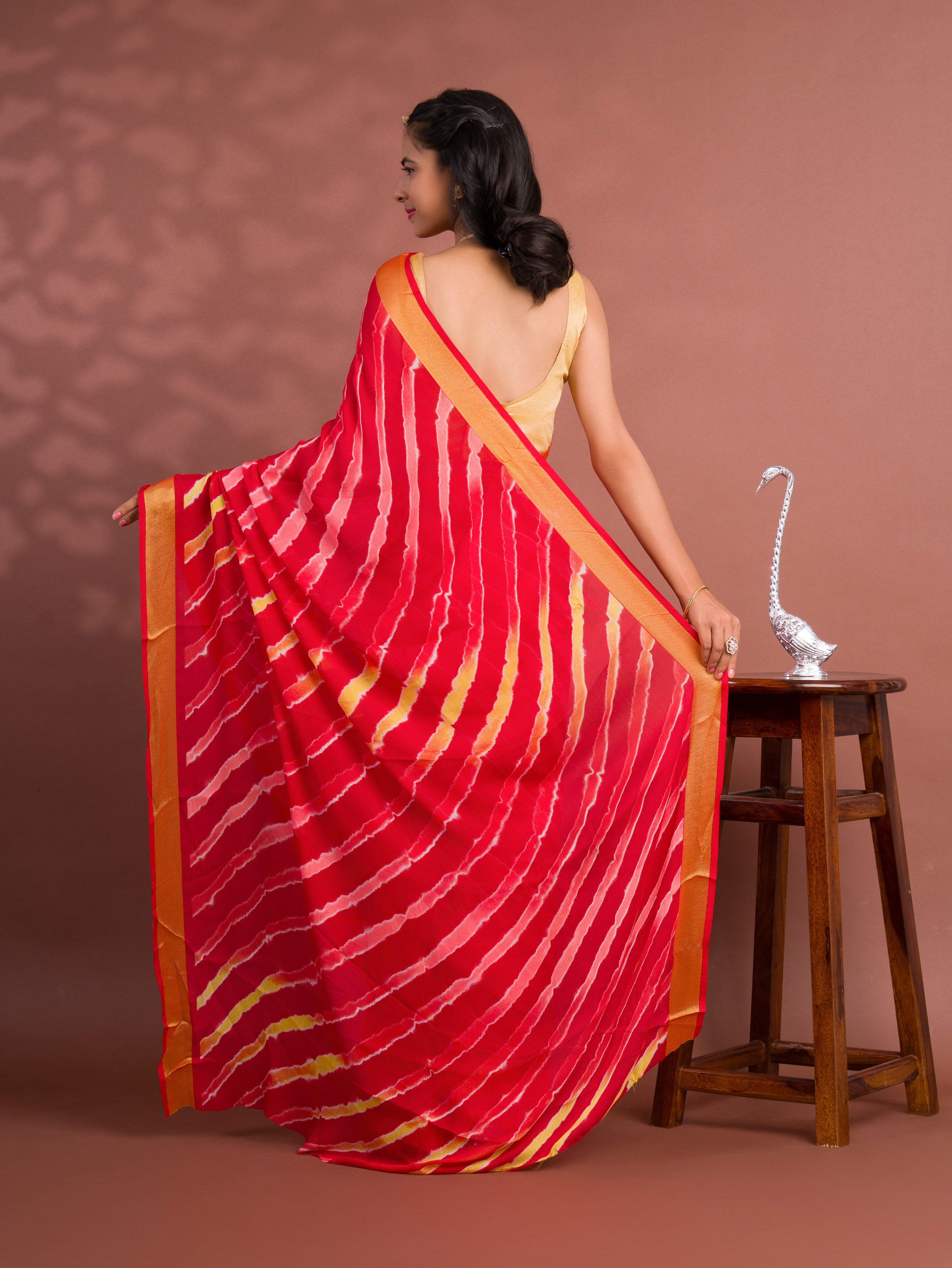 By Latest New Mos Chiffon Leheriya Style Saree