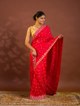 By Bandhani Saree With Cutdana gotapatti work