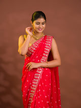 By Bandhani Saree With Cutdana gotapatti work
