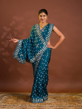 By Bandhani Saree With Cutdana gotapatti work