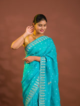 By Bandhani Saree With Cutdana gotapatti work
