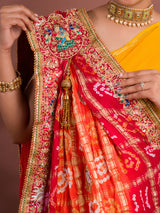 By New Gaji silk Bandhani Style With Zardoji Chunri Pila