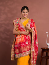 By New Gaji silk Bandhani Style With Zardoji Chunri Pila