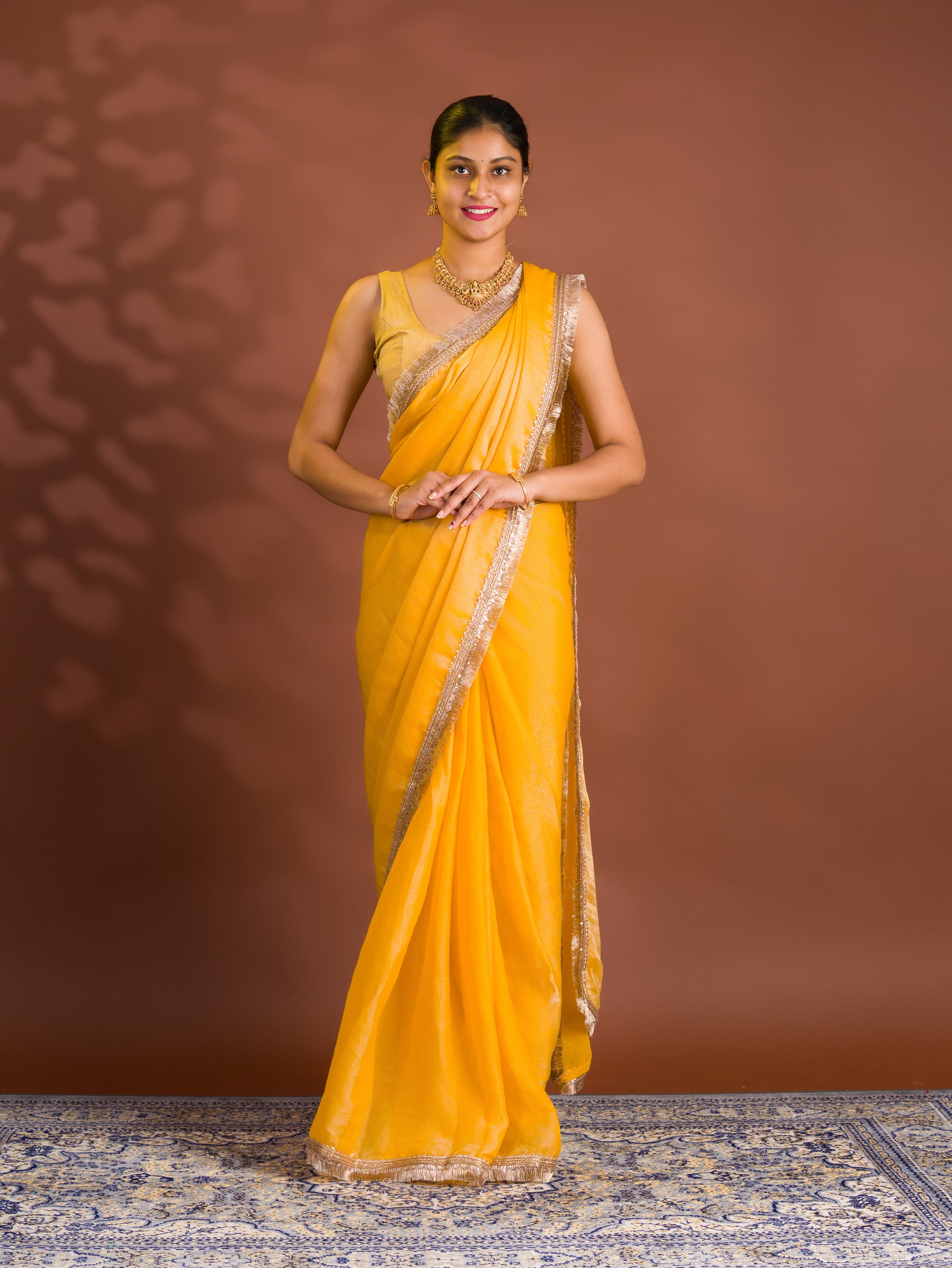 By Chiffon Tissue Saree With Party Wear