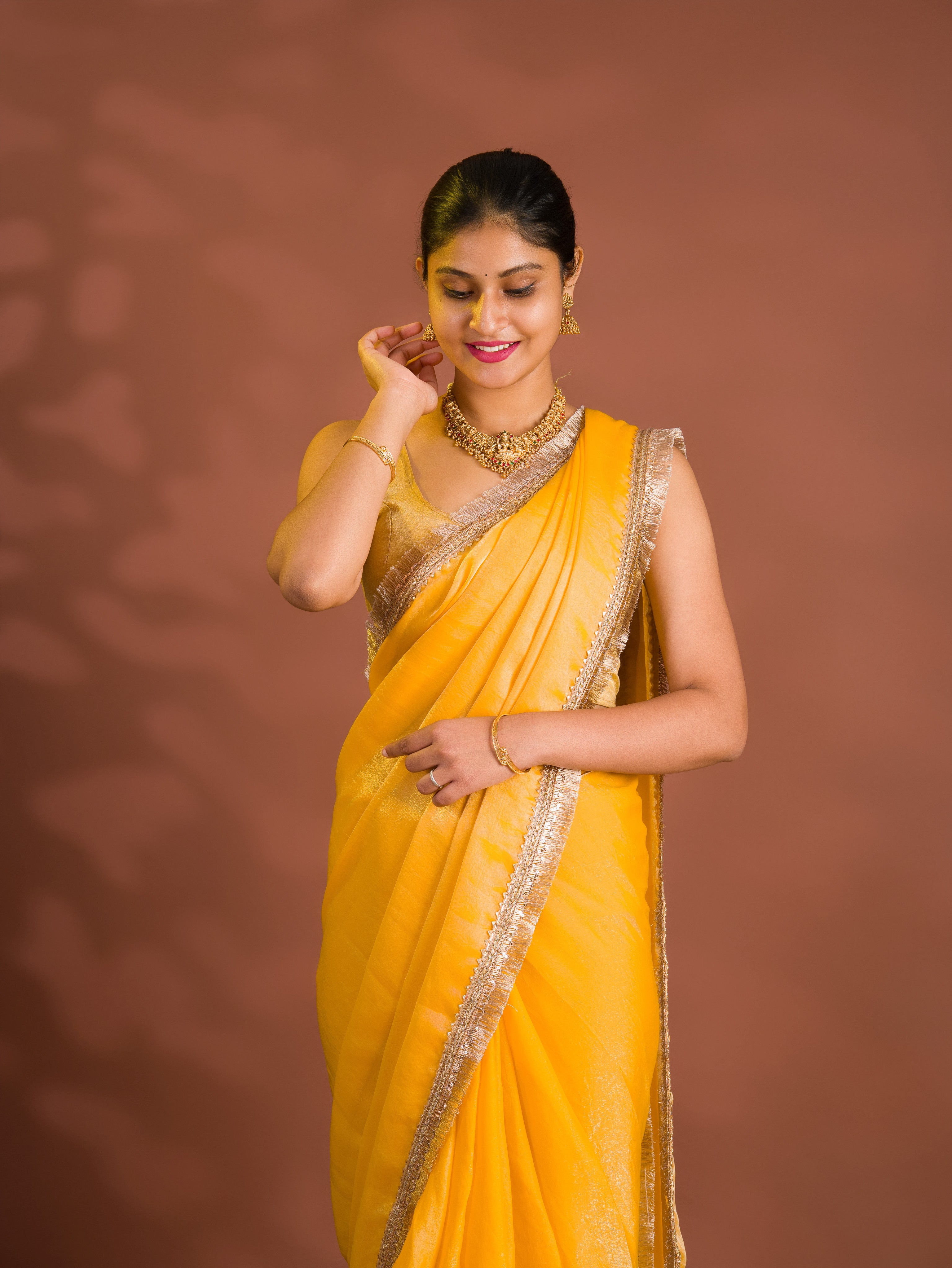 By Chiffon Tissue Saree With Party Wear