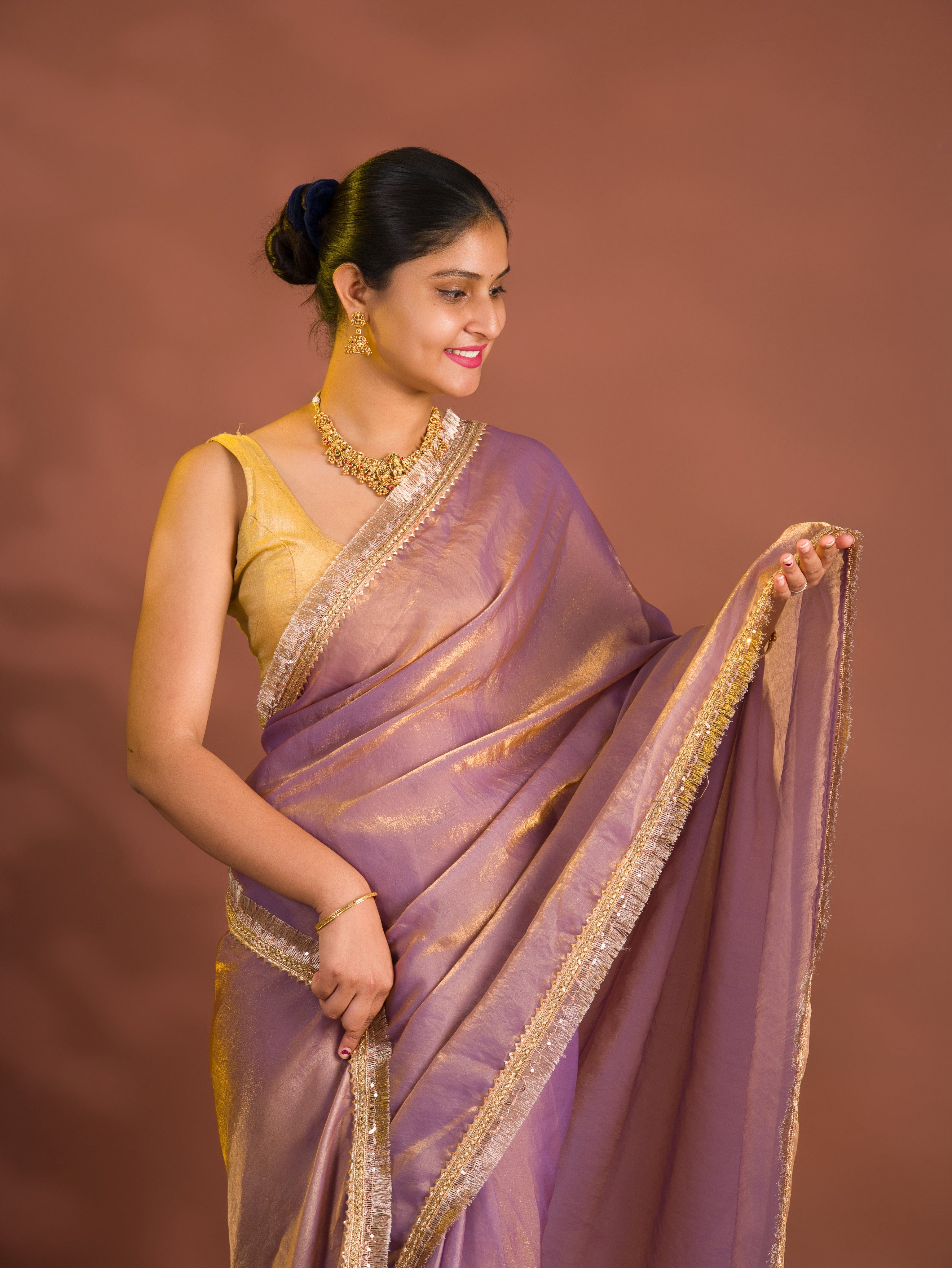 By Chiffon Tissue SareeWith Party Wear
