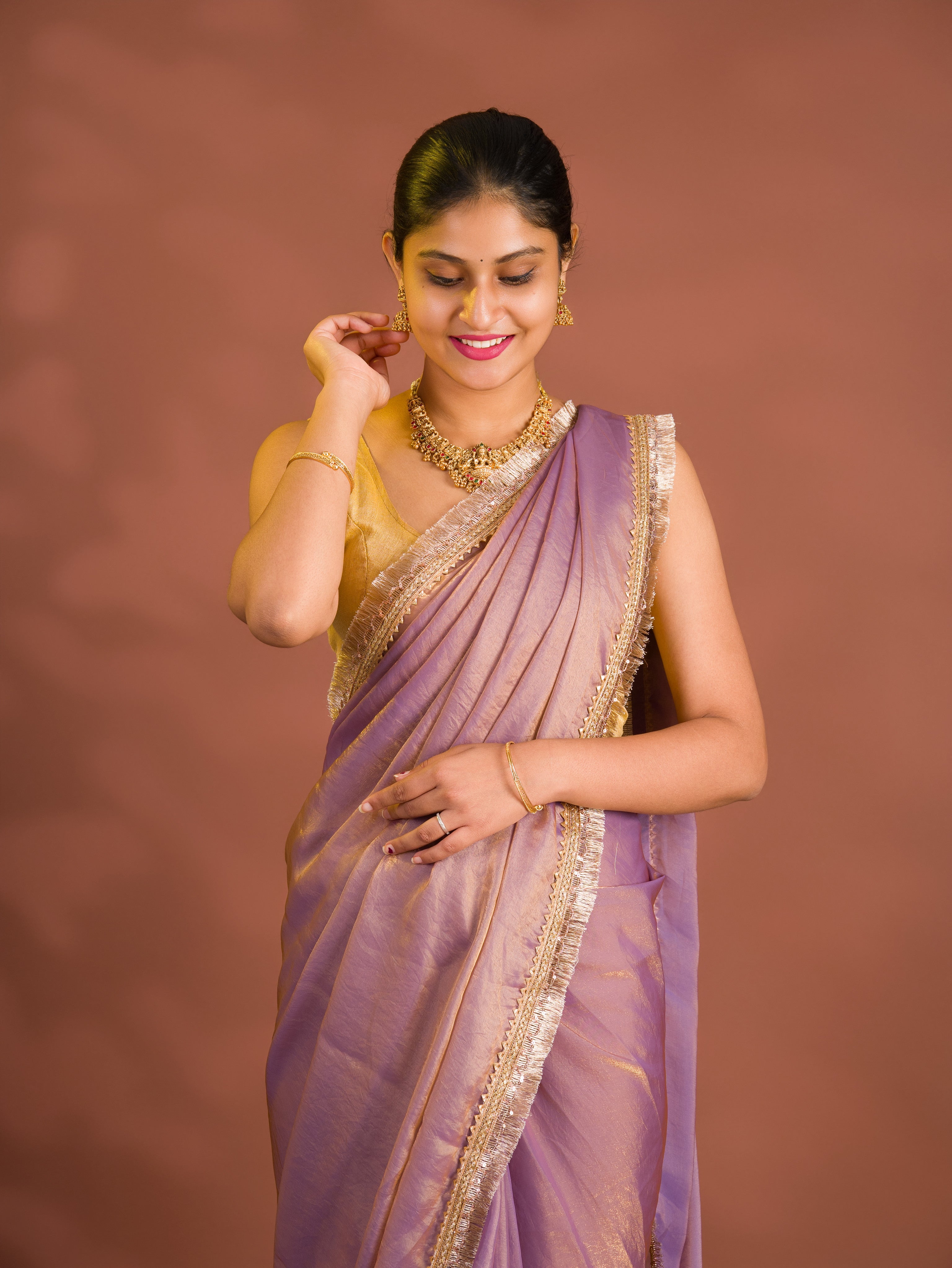 By Chiffon Tissue SareeWith Party Wear