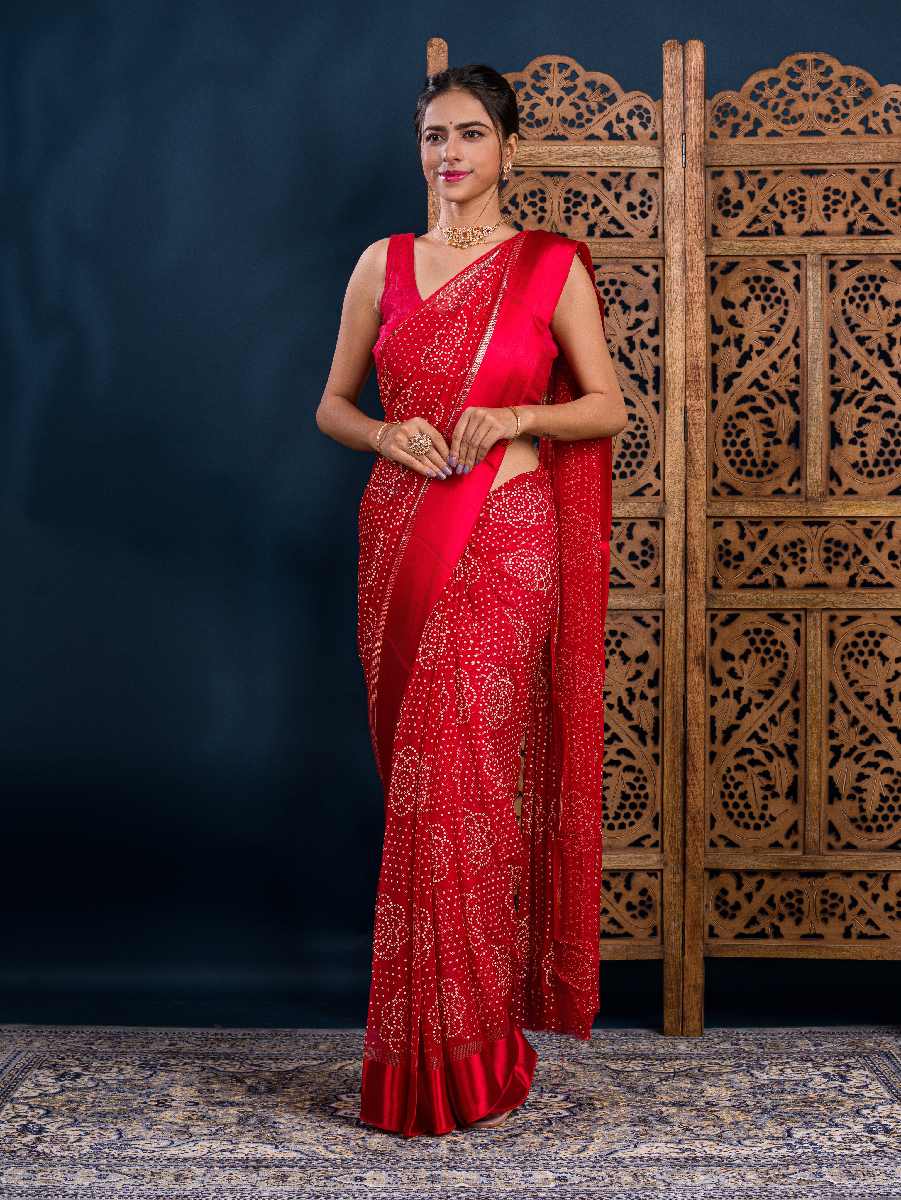 By Bandhani Saree With Casual Wear