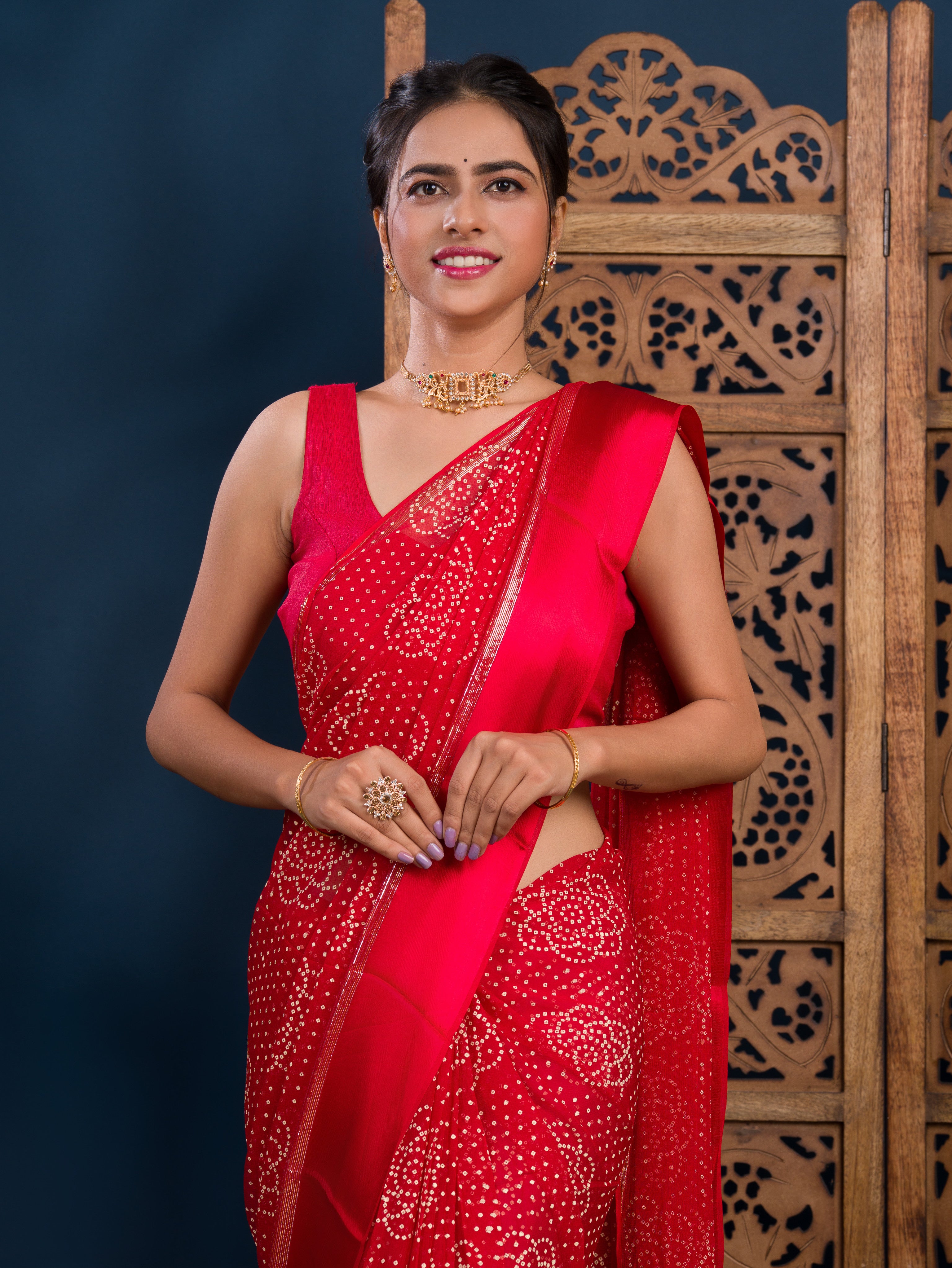By Bandhani Saree With Casual Wear