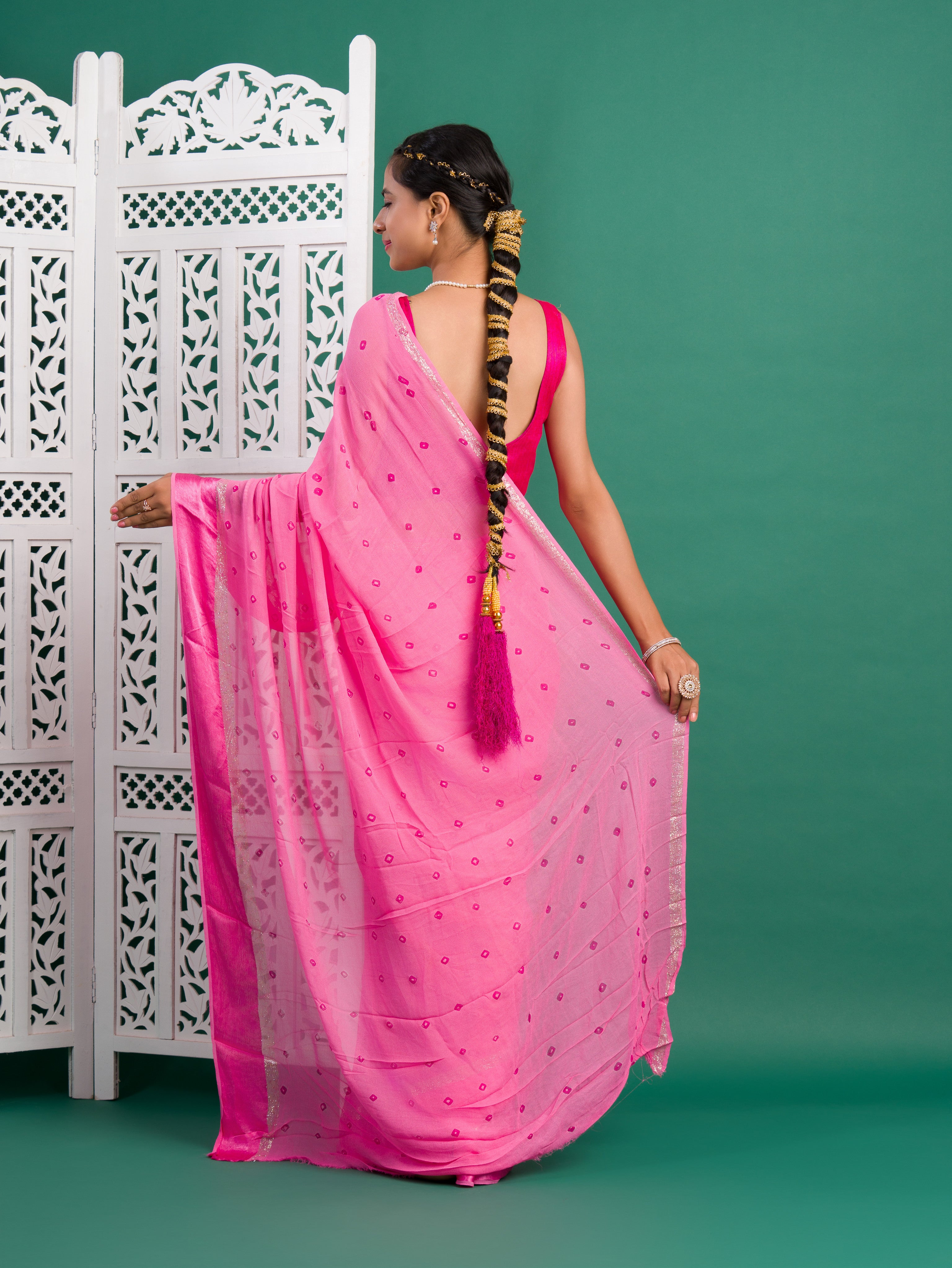By Bandhani Saree With Casual Wear