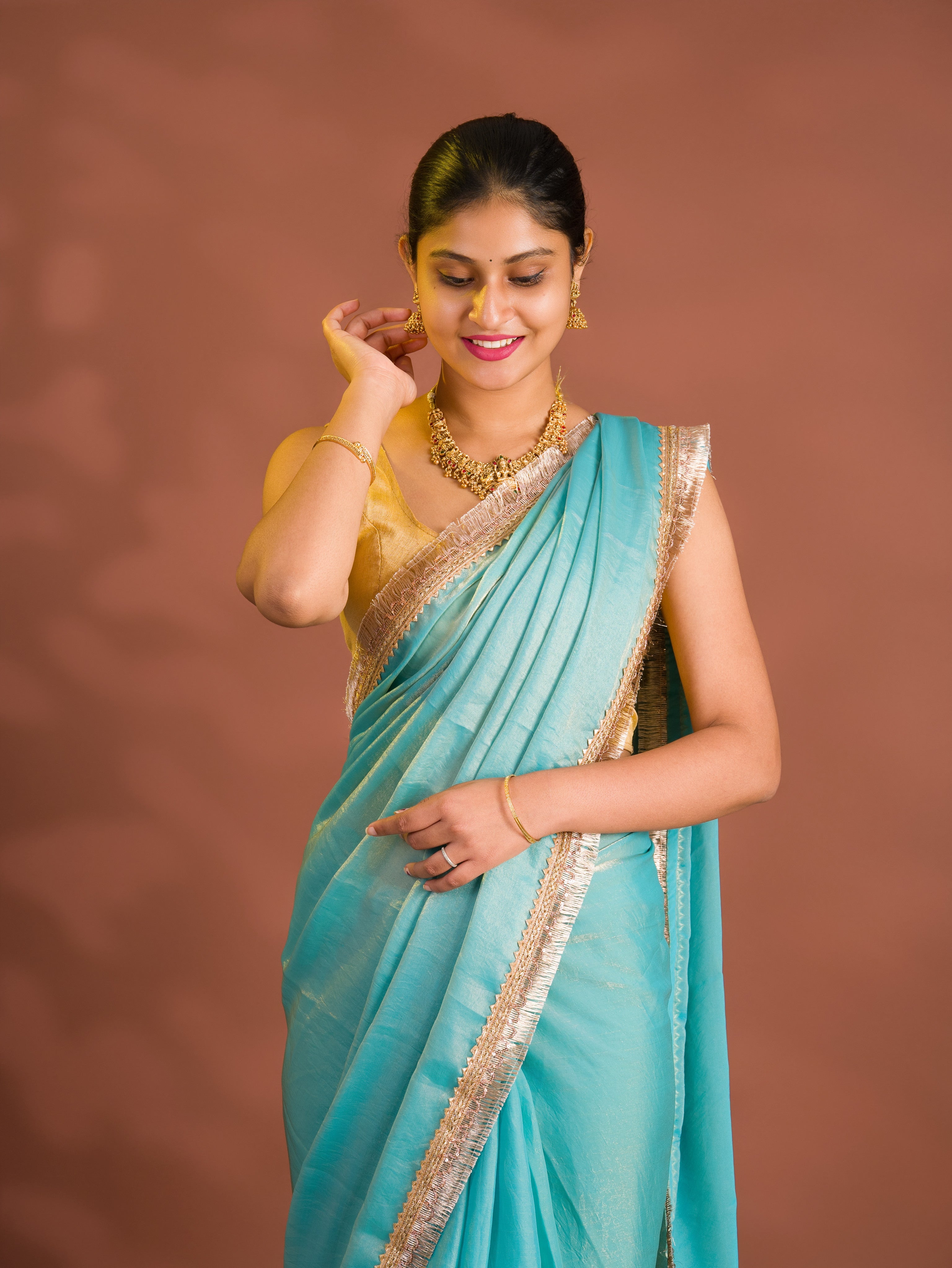 By Chiffon Tissue SareeWith Party Wear
