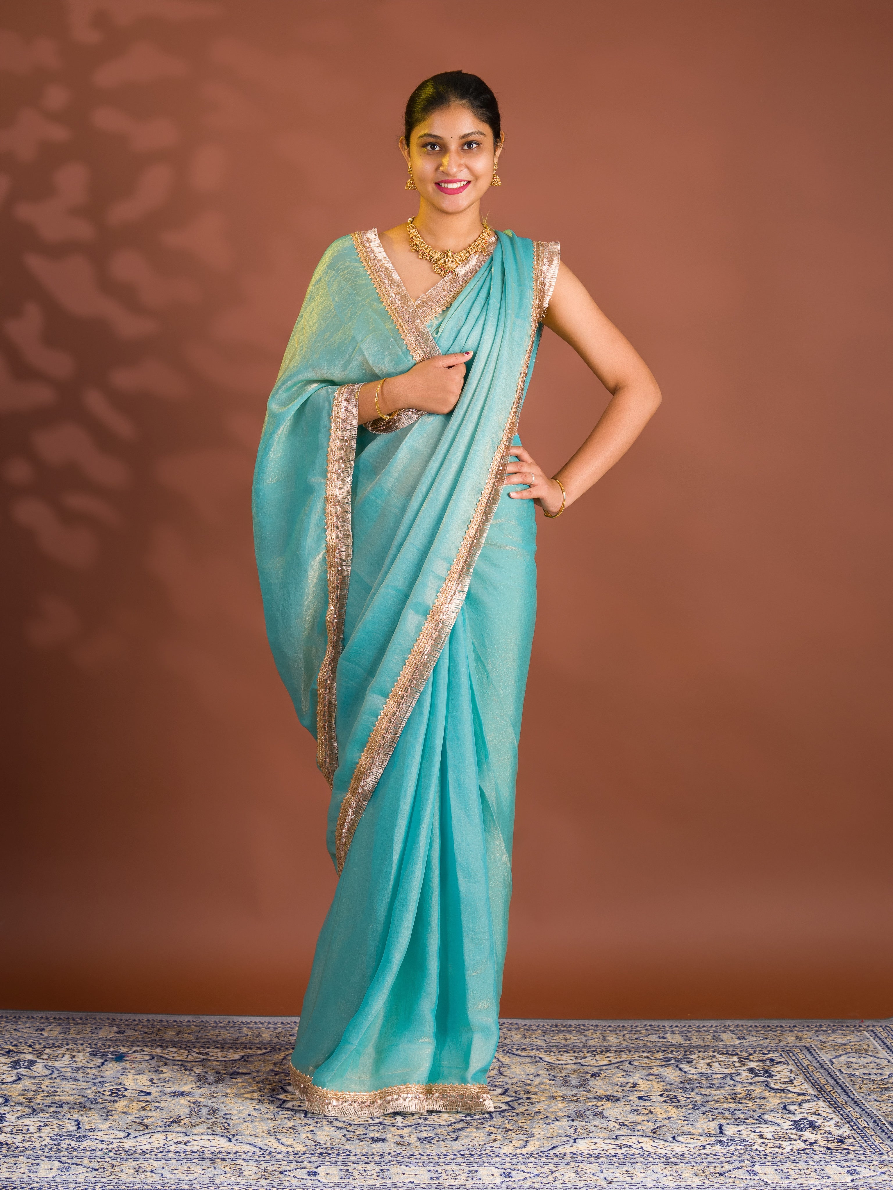 By Chiffon Tissue SareeWith Party Wear