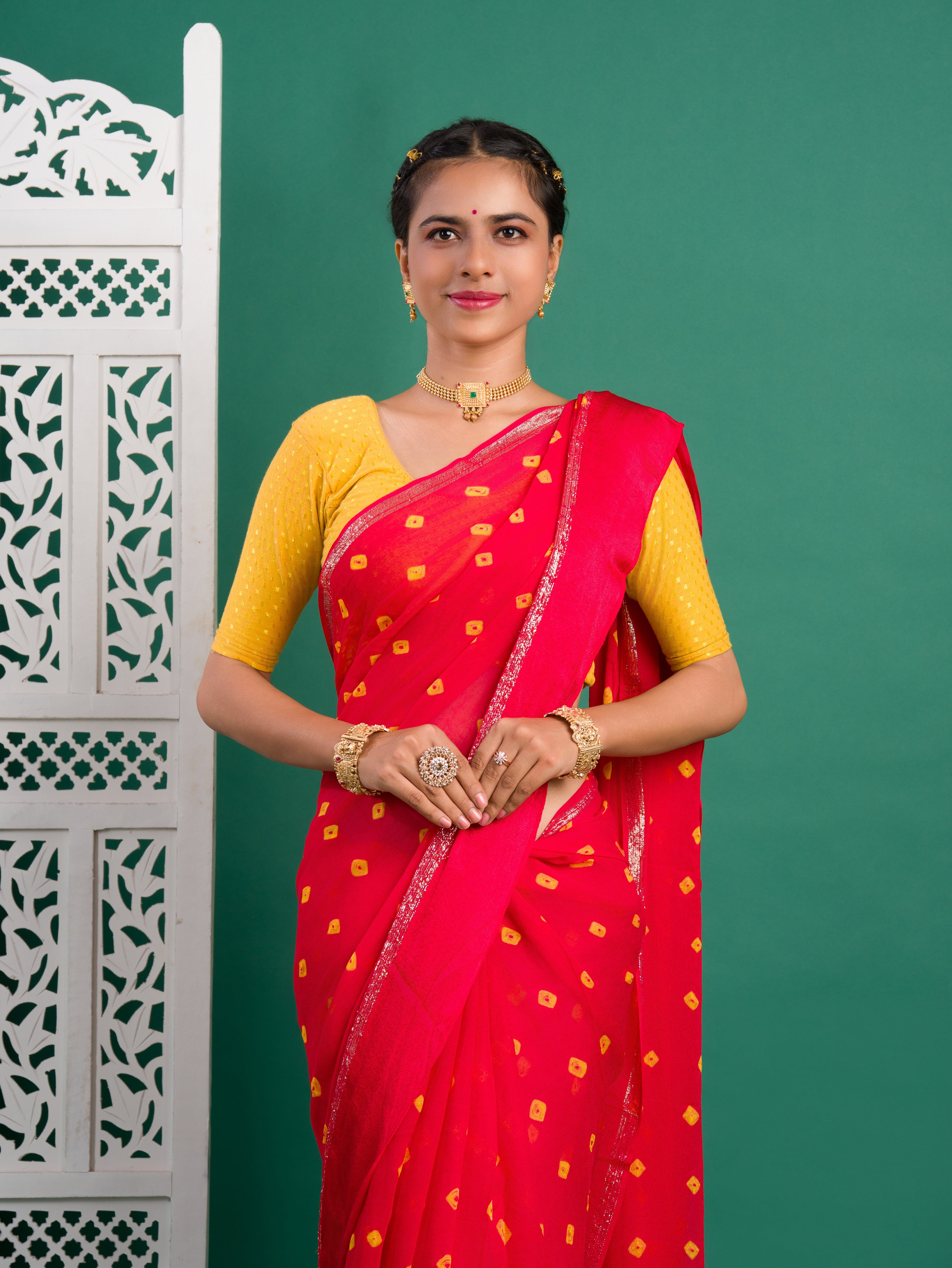 By Bandhani Saree With Casual Wear
