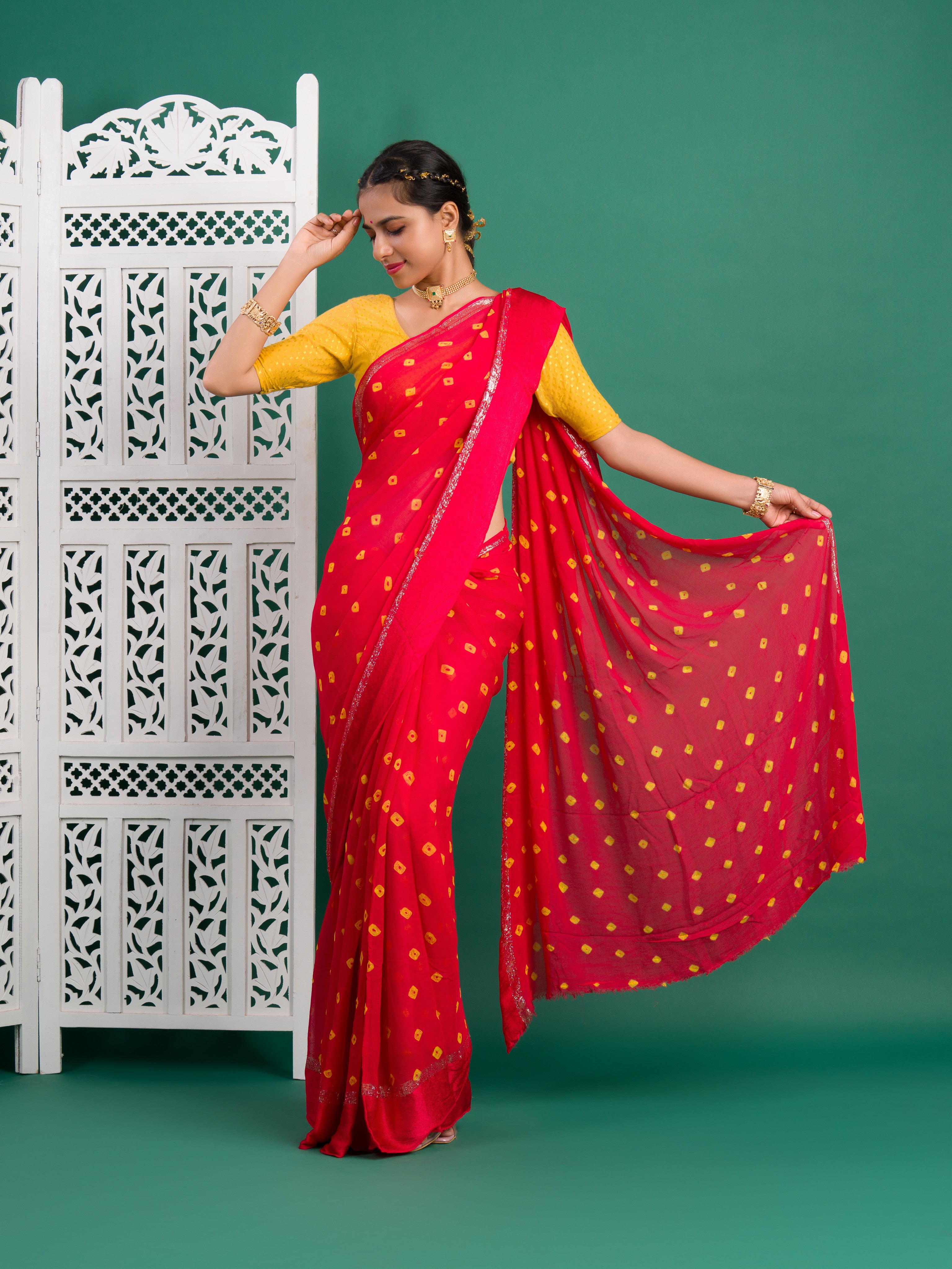 By Bandhani Saree With Casual Wear