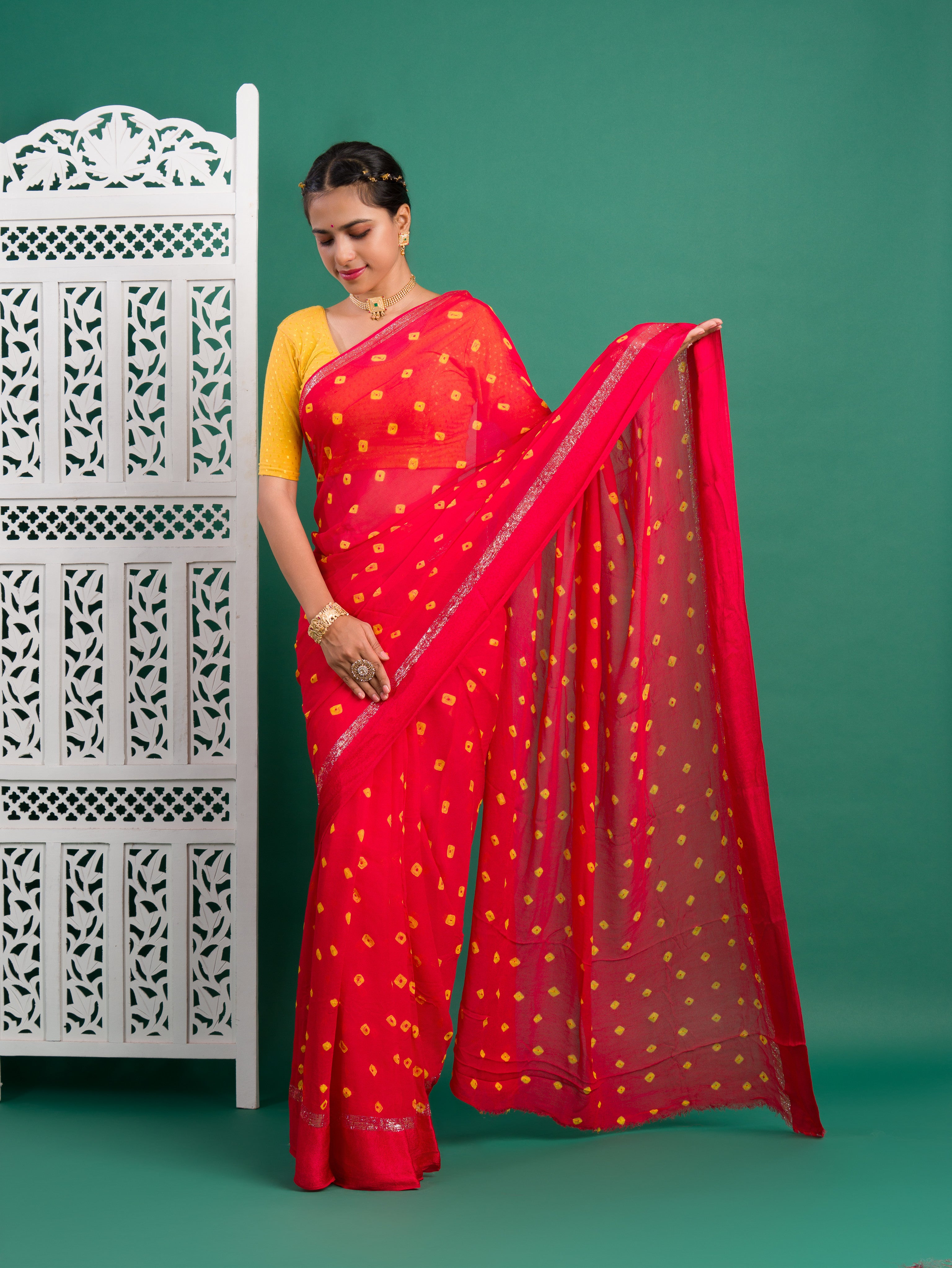 By Bandhani Saree With Casual Wear