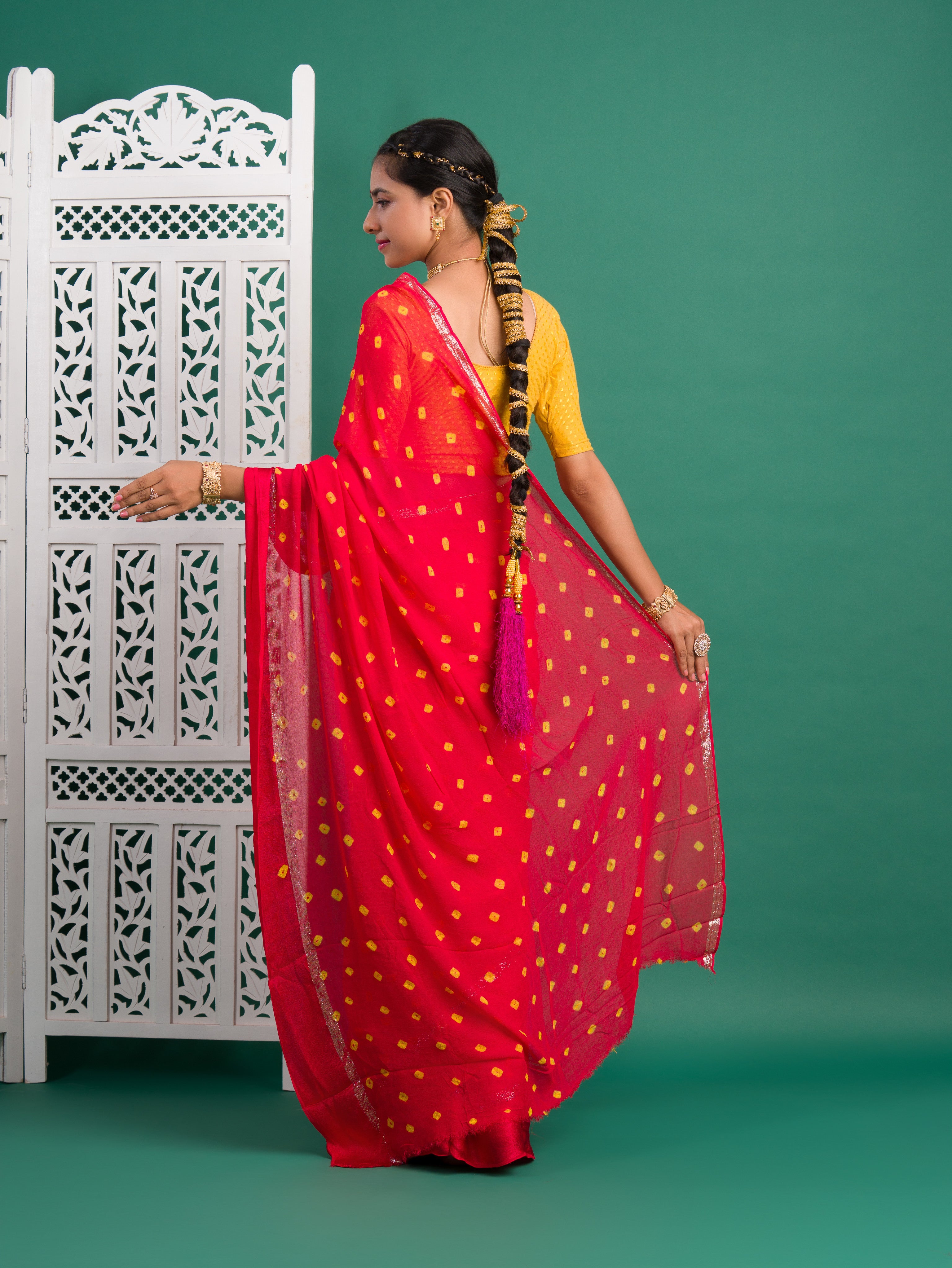 By Bandhani Saree With Casual Wear