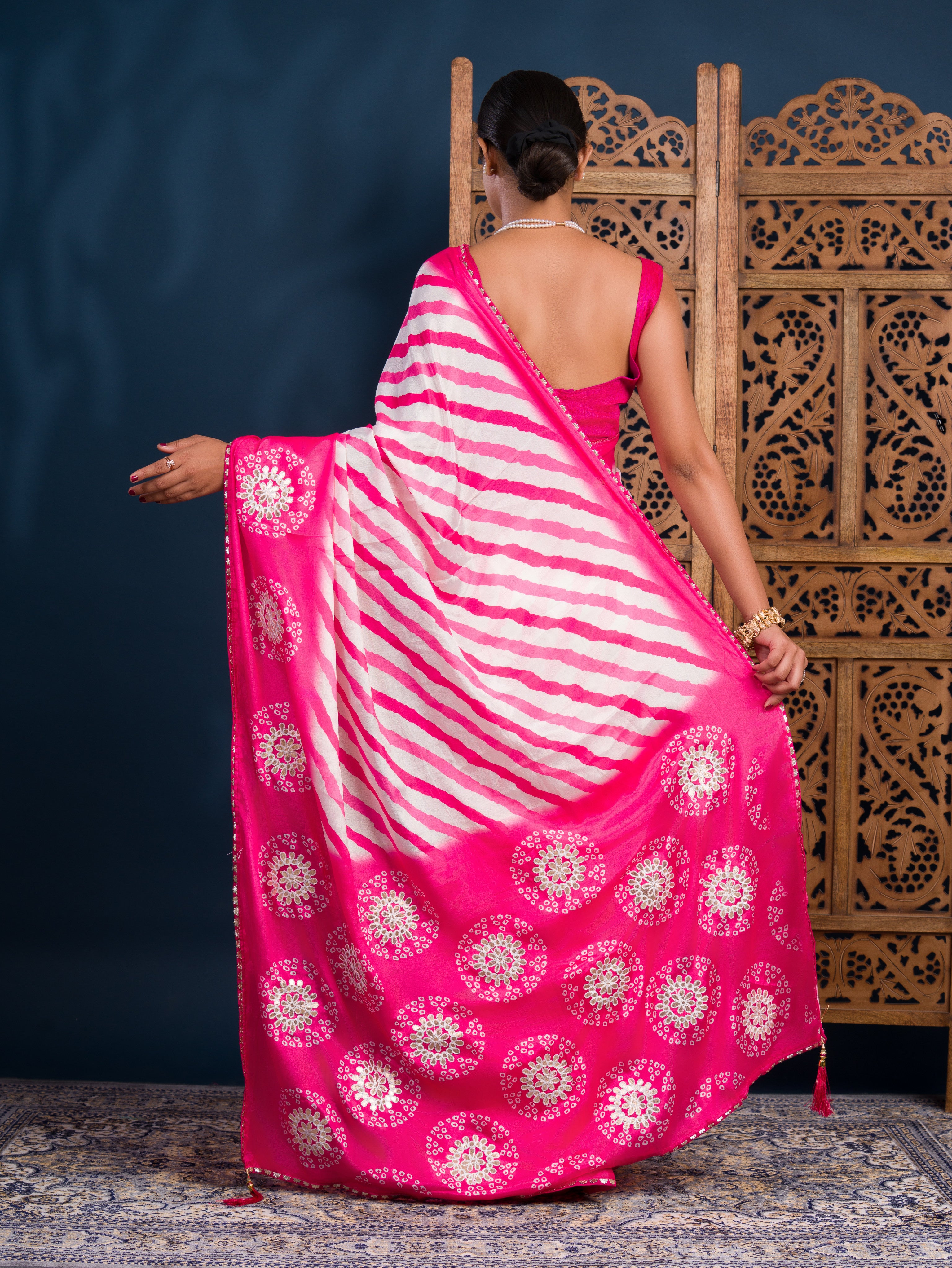 By Bandhani Saree With Casual Wear