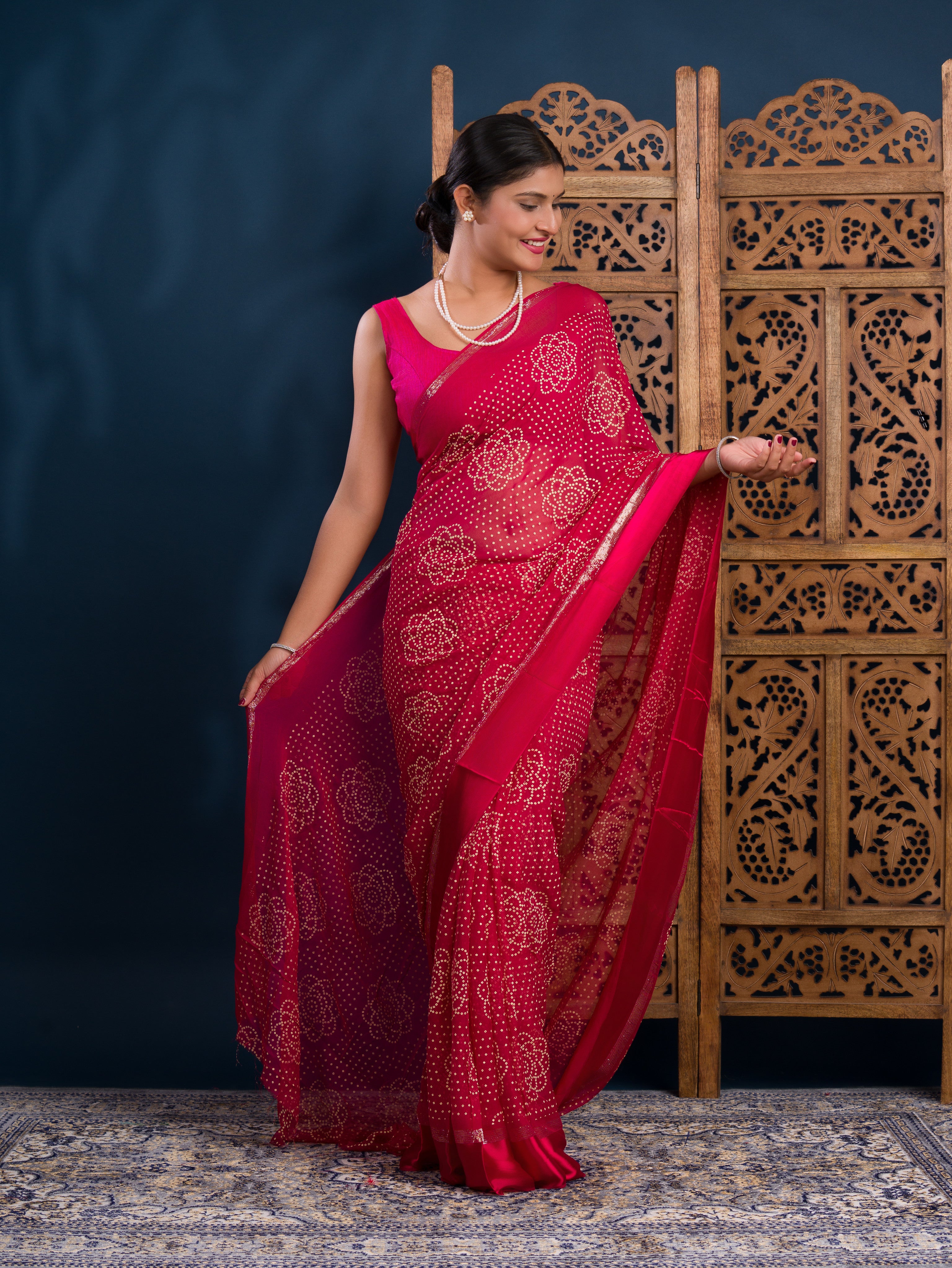 By Bandhani Saree With Casual Wear