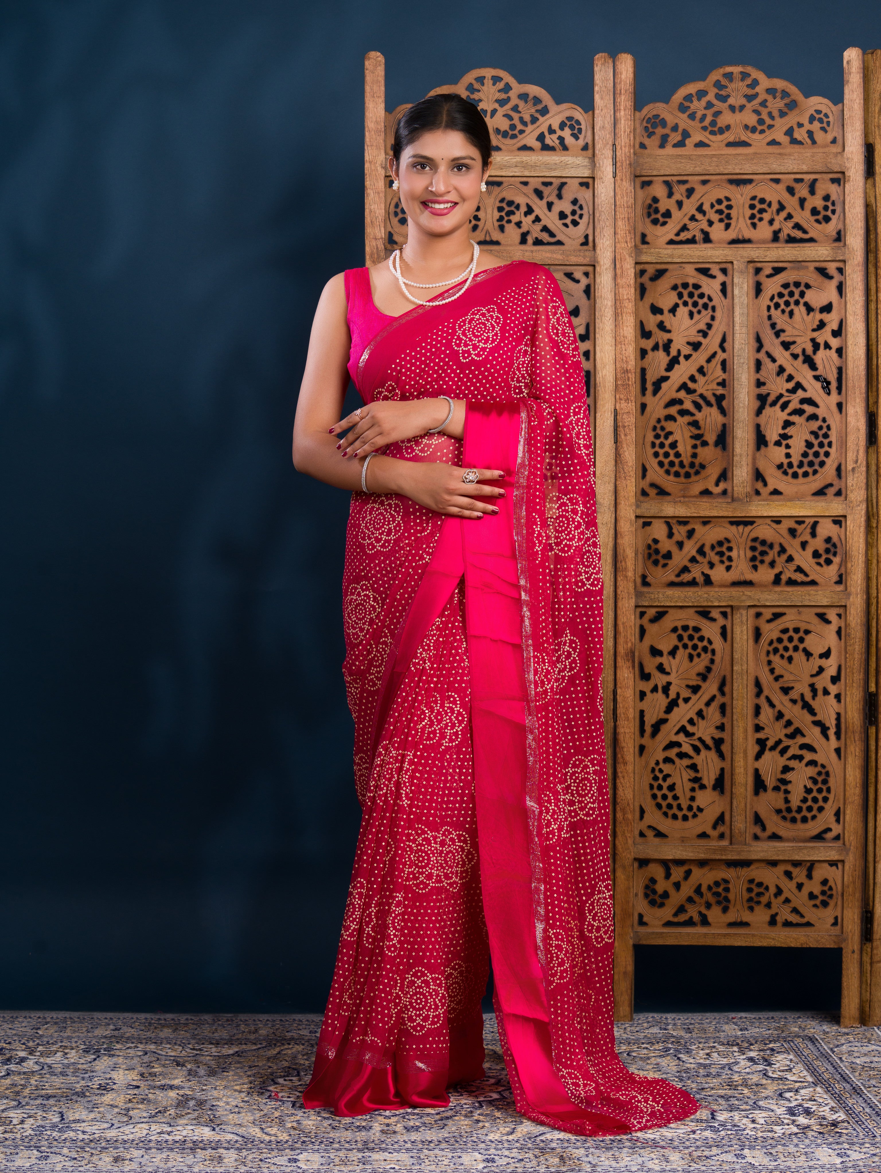 By Bandhani Saree With Casual Wear