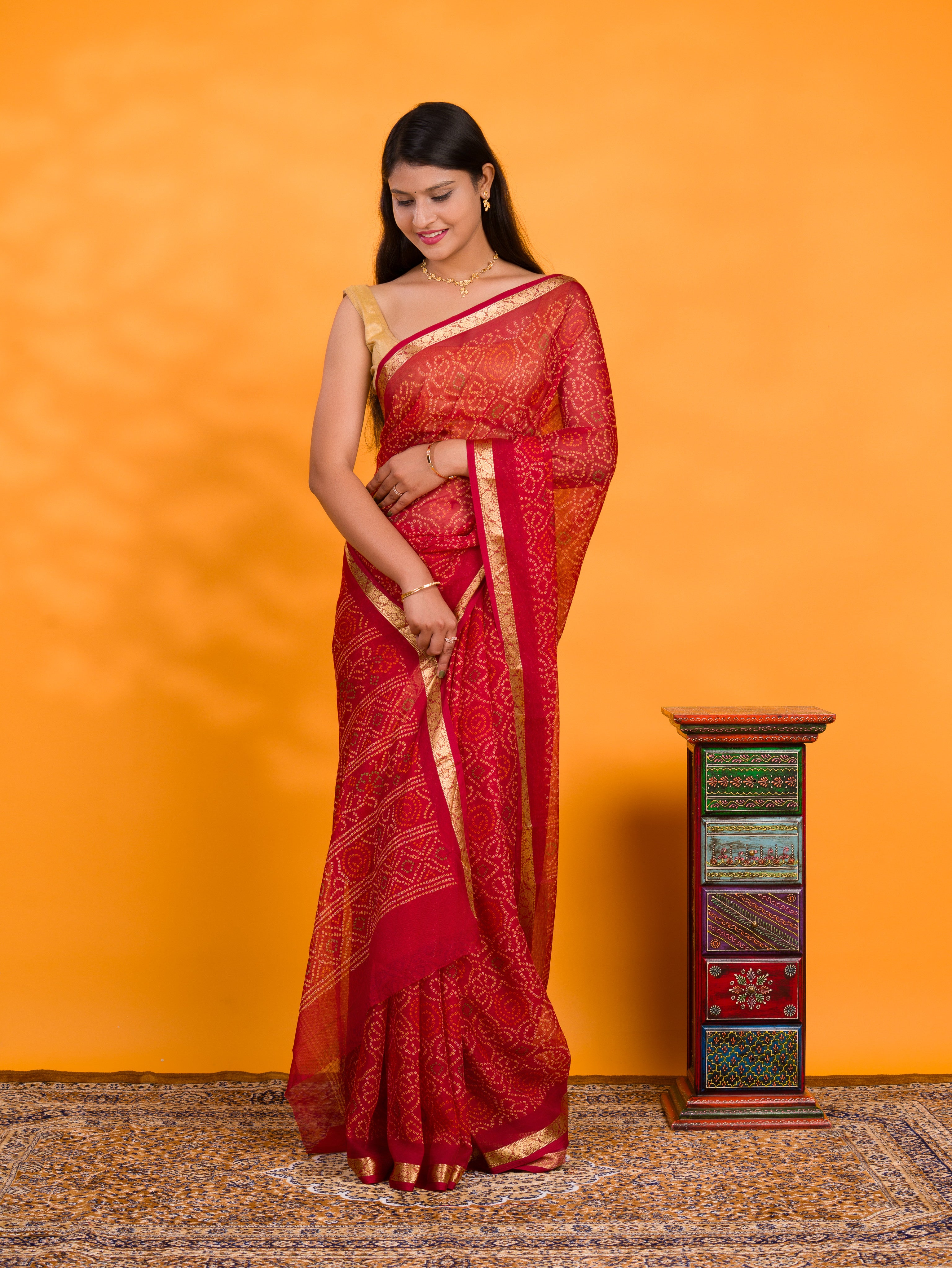 By Bandhani Saree With Casual wear