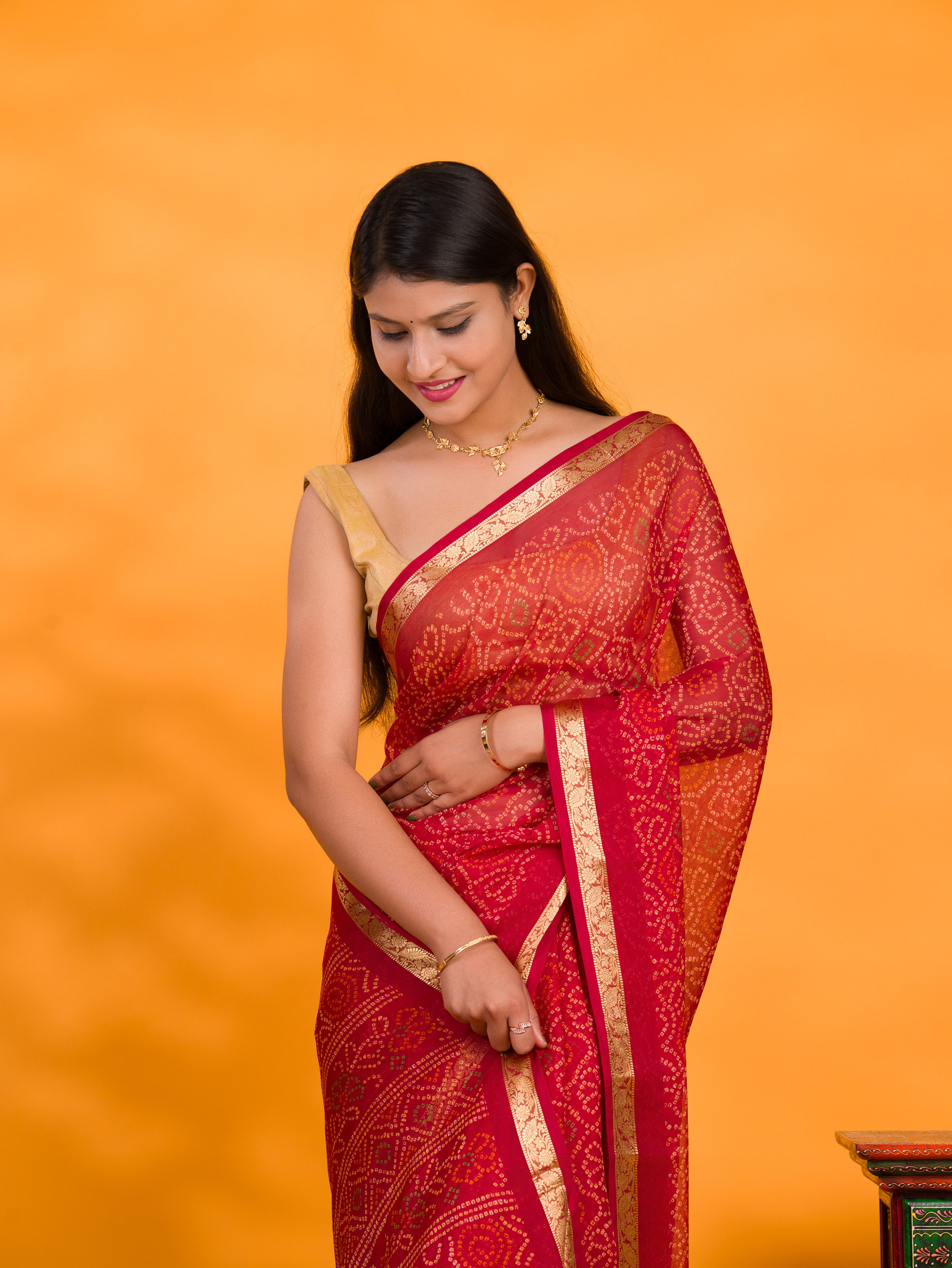 By Bandhani Saree With Casual wear