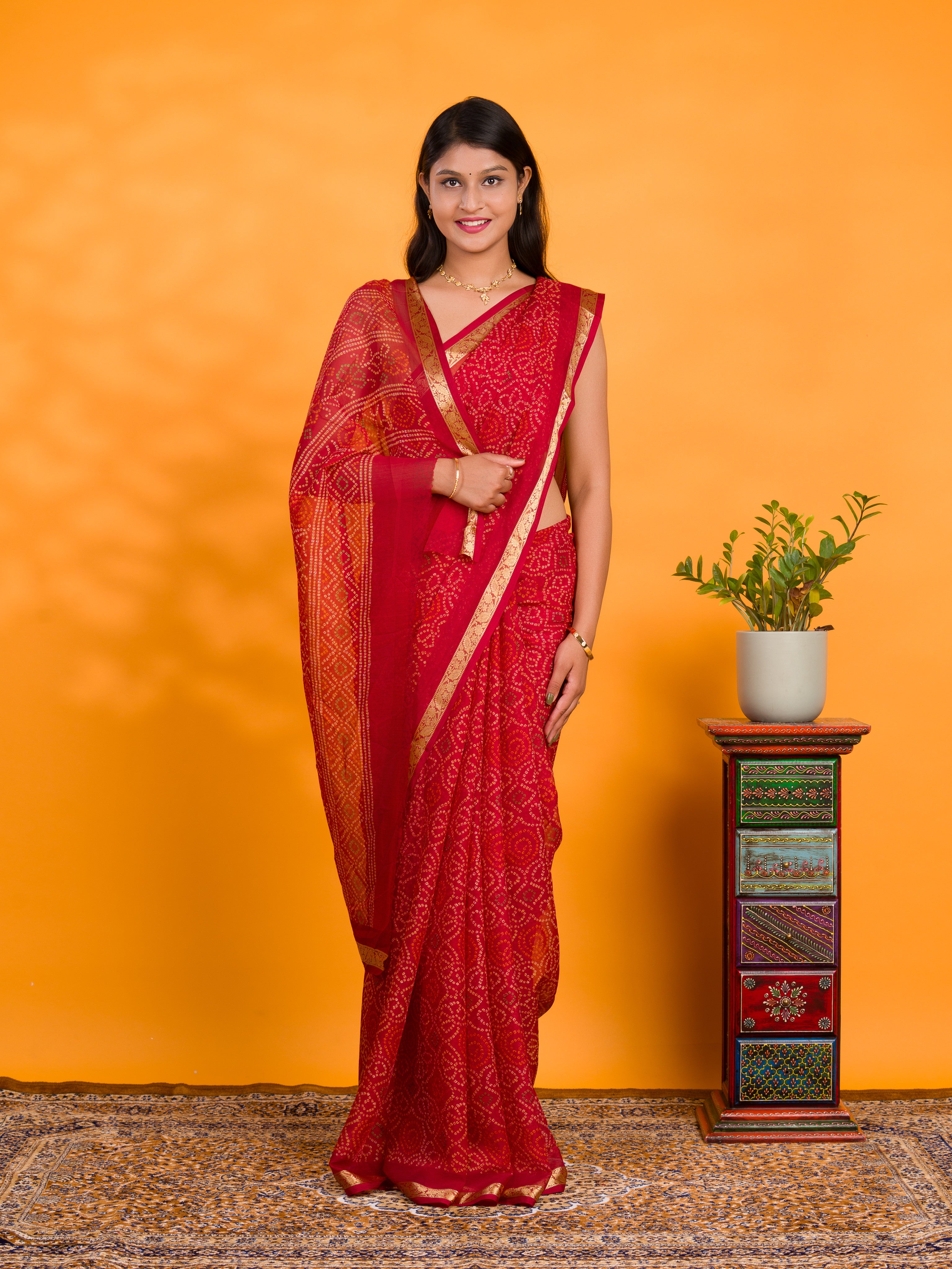 By Bandhani Saree With Casual wear