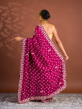 By Bandhani Saree With Cutdana gotapatti work